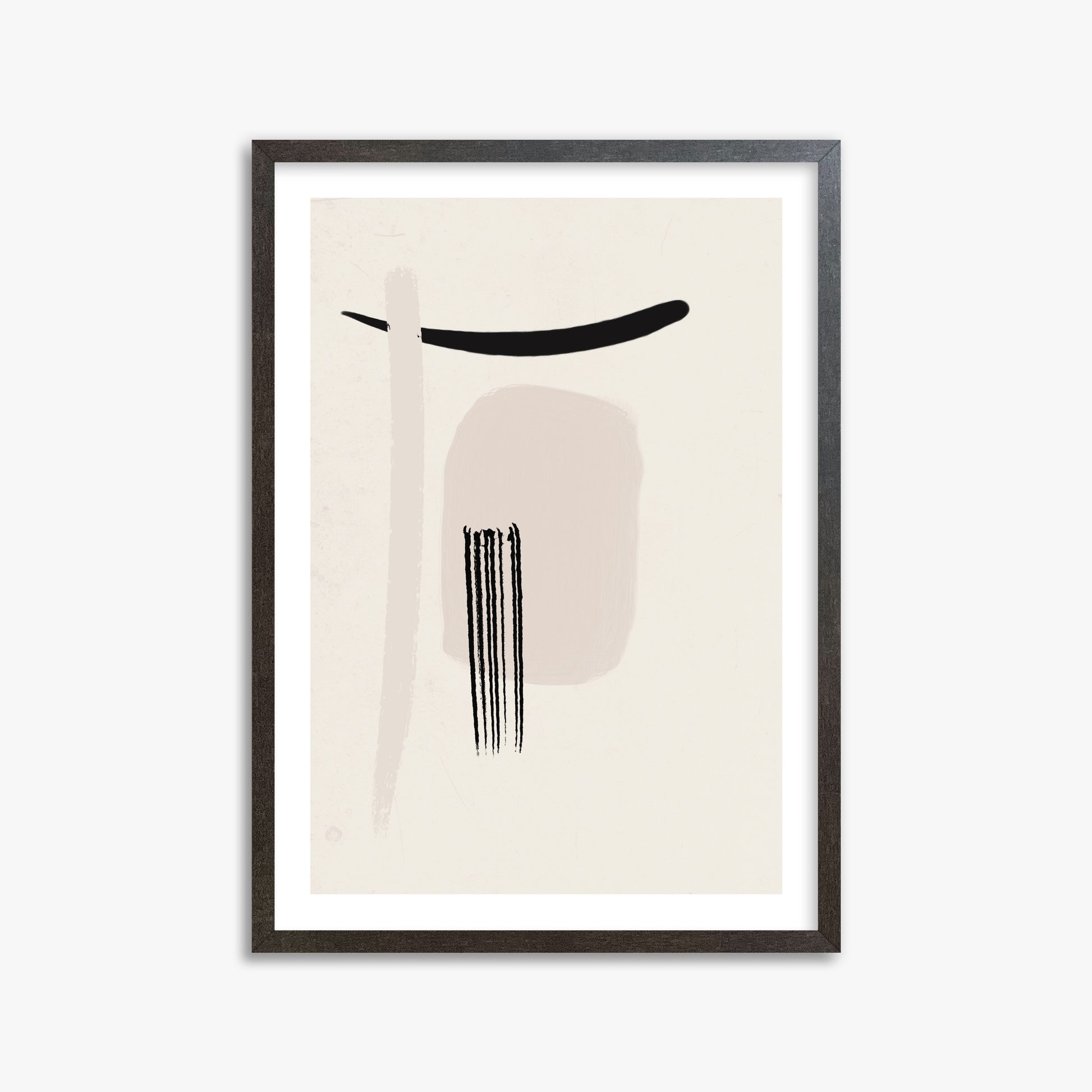 Zen Brushstroke Harmony, 50x70cm Framed Art Reproduction With Espresso Frame