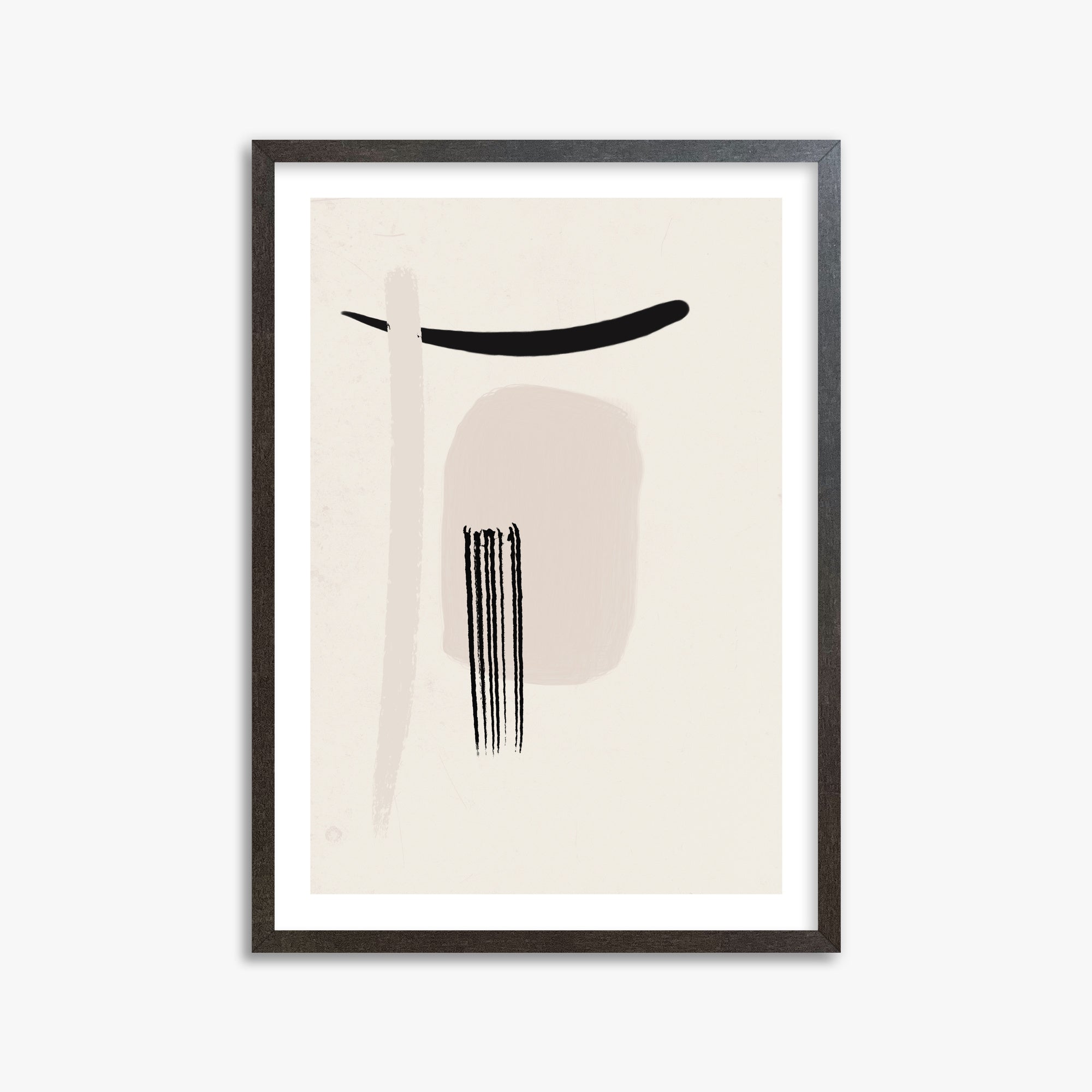 Zen Brushstroke Harmony, 50x70cm Framed Art Reproduction With Espresso Frame