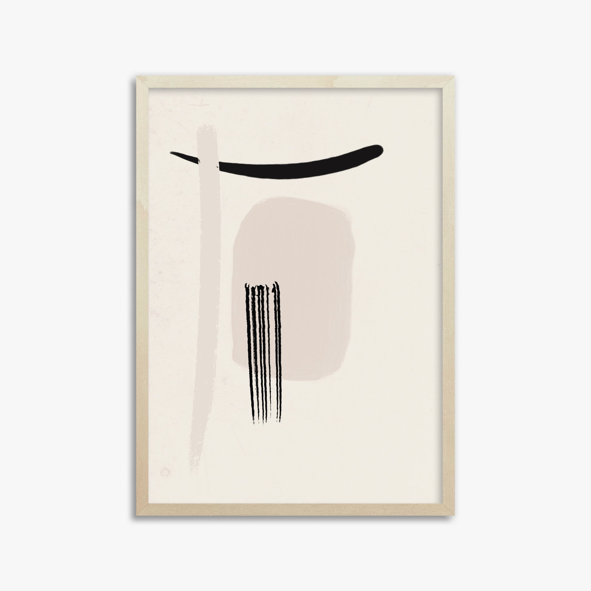 Zen Brushstroke Harmony, 50x70cm Framed Art Reproduction With Lime Wood Frame