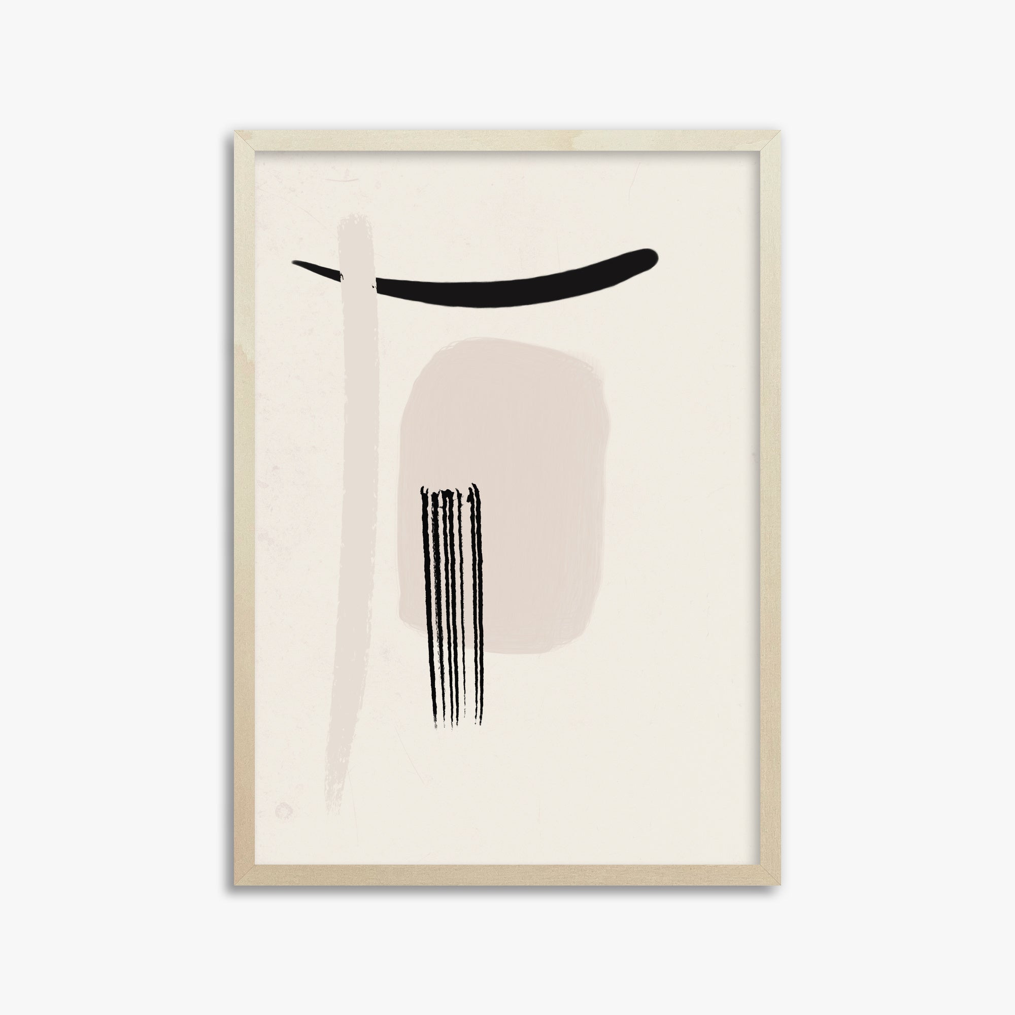 Zen Brushstroke Harmony, 50x70cm Framed Art Reproduction With Lime Wood Frame