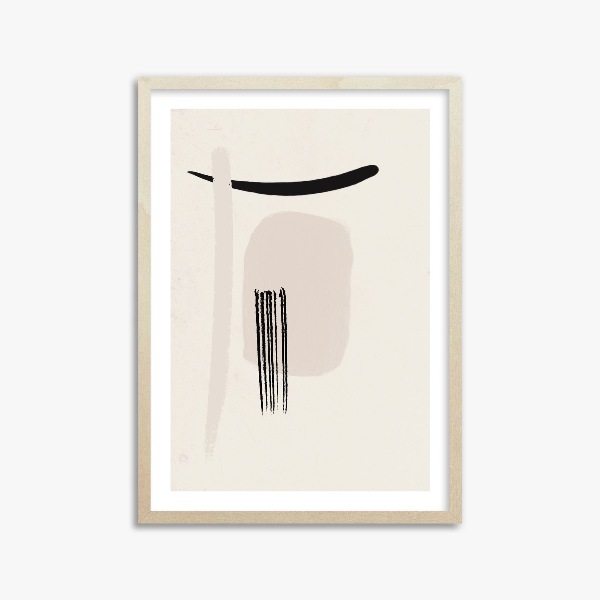 Zen Brushstroke Harmony, 50x70cm Framed Art Reproduction With Lime Wood Frame