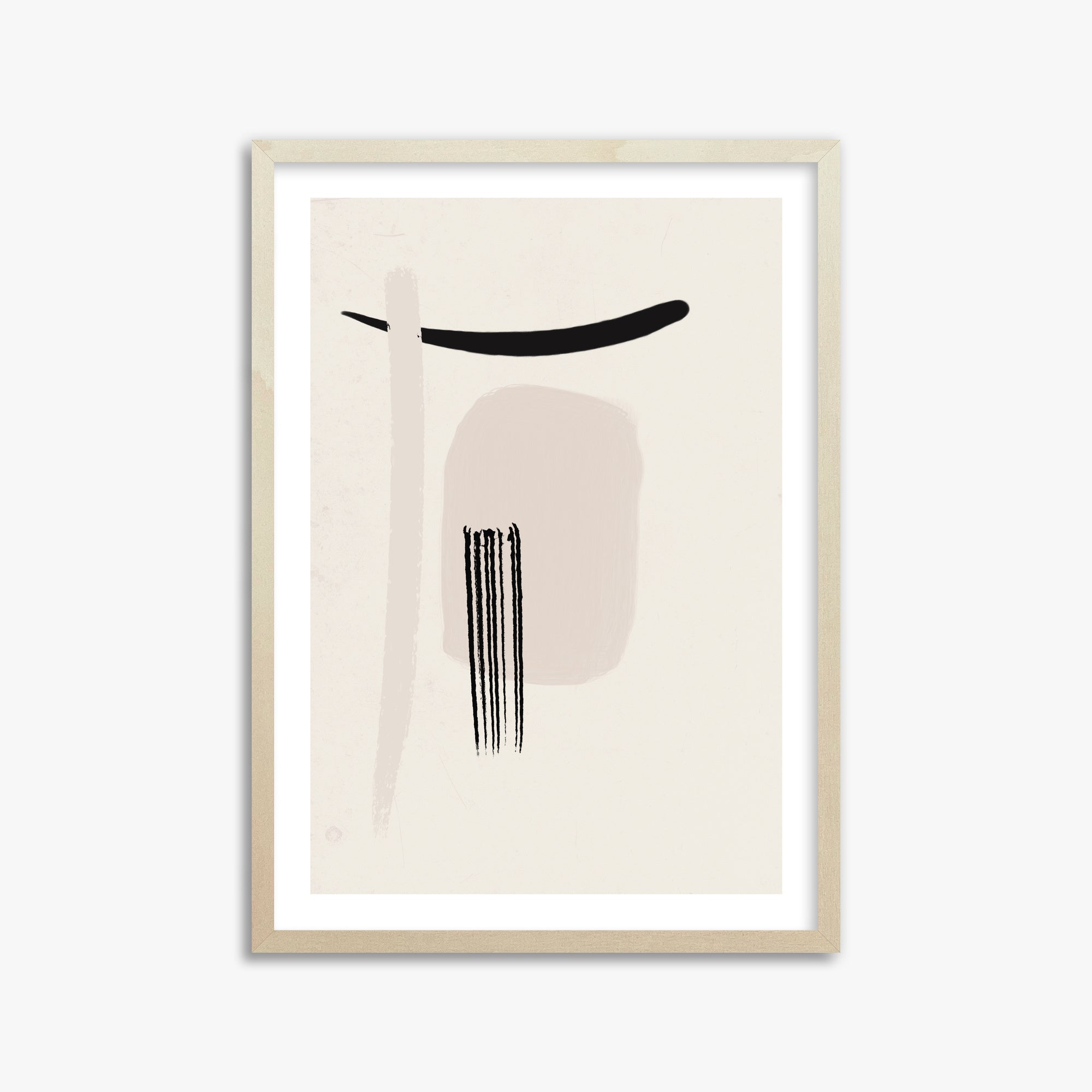 Zen Brushstroke Harmony, 50x70cm Framed Art Reproduction With Lime Wood Frame
