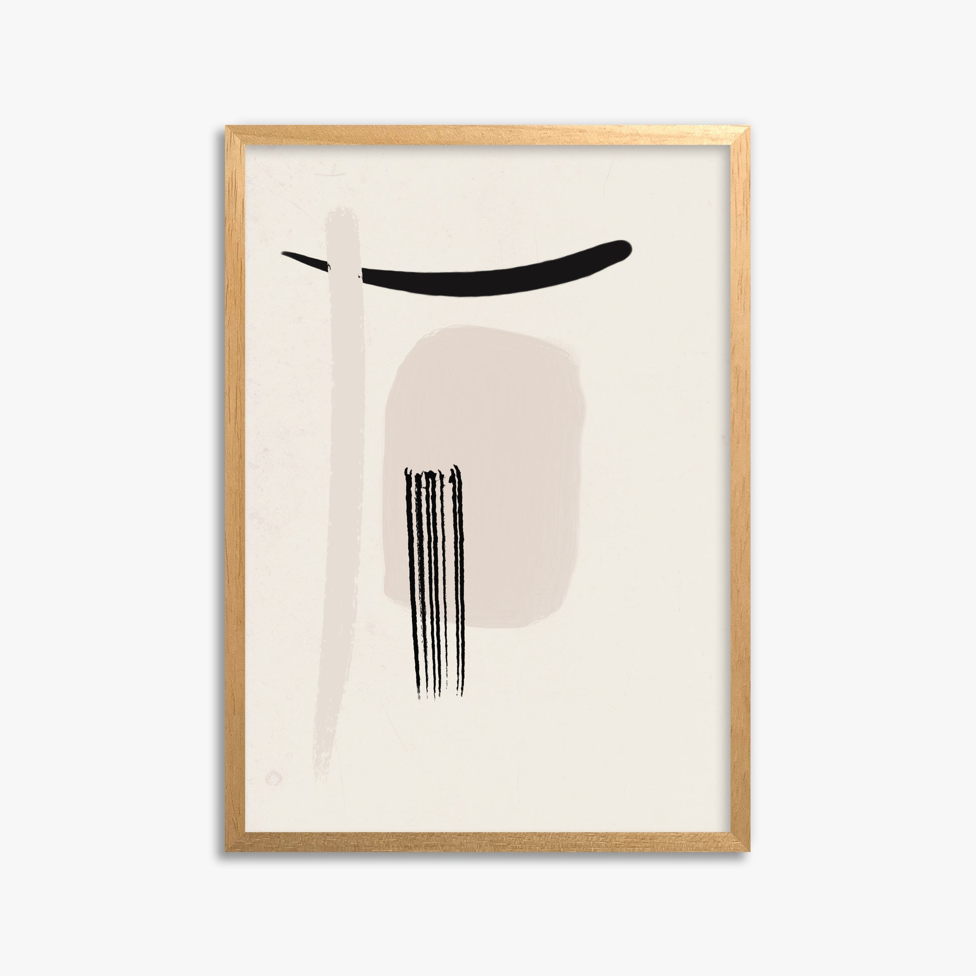 Zen Brushstroke Harmony, 50x70cm Framed Poster With Oak Frame