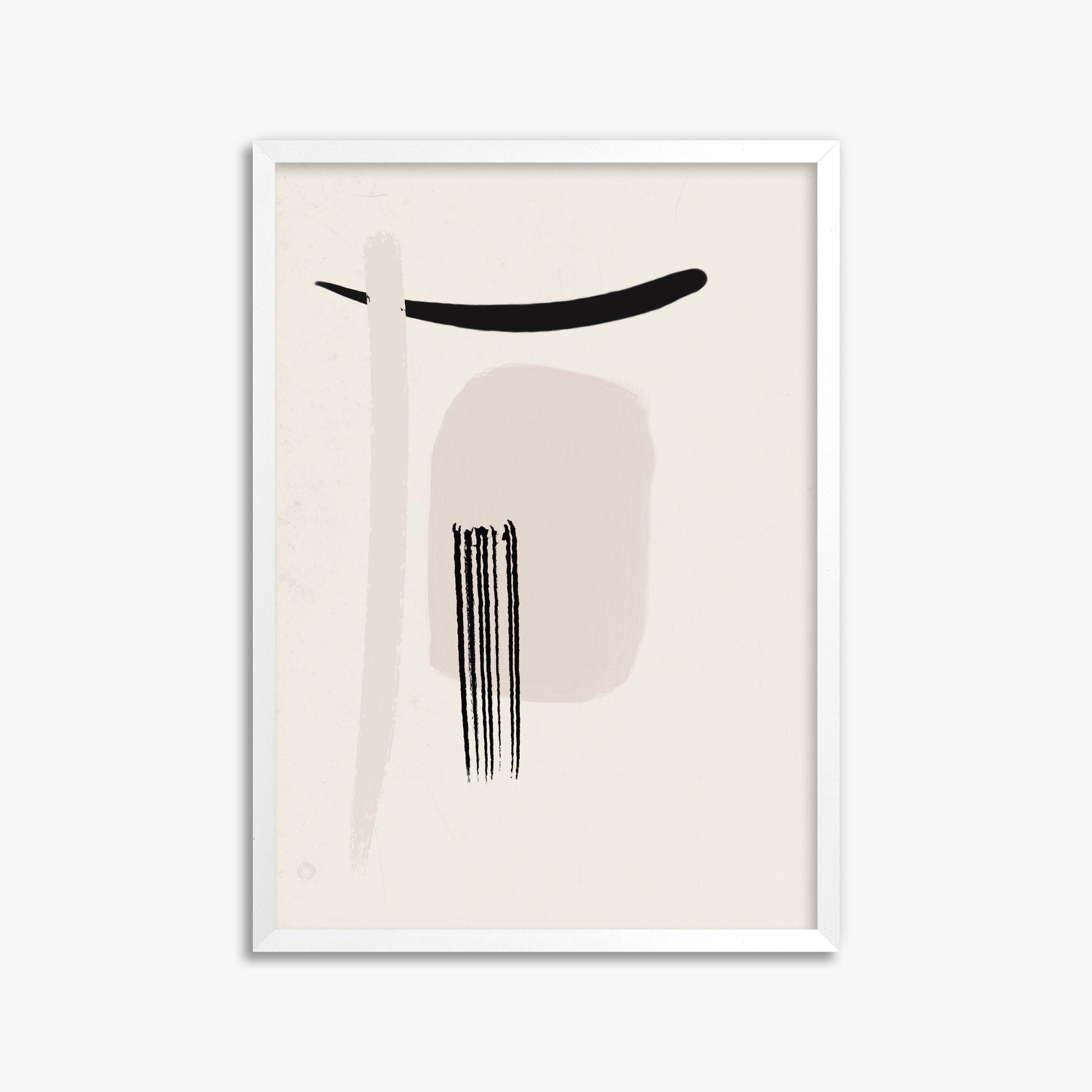 Zen Brushstroke Harmony, 50x70cm Framed Poster With White Frame