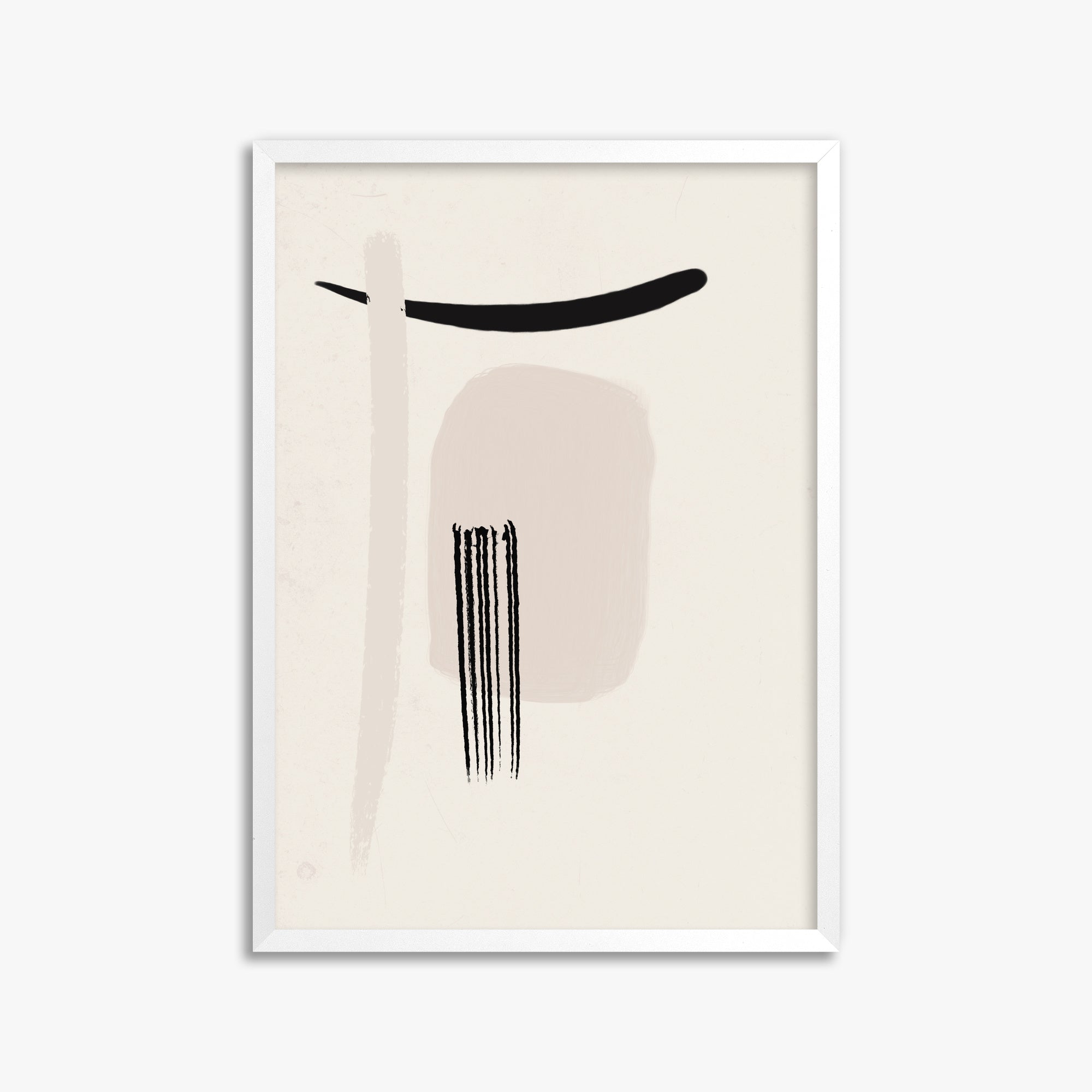 Zen Brushstroke Harmony, 50x70cm Framed Poster With White Frame
