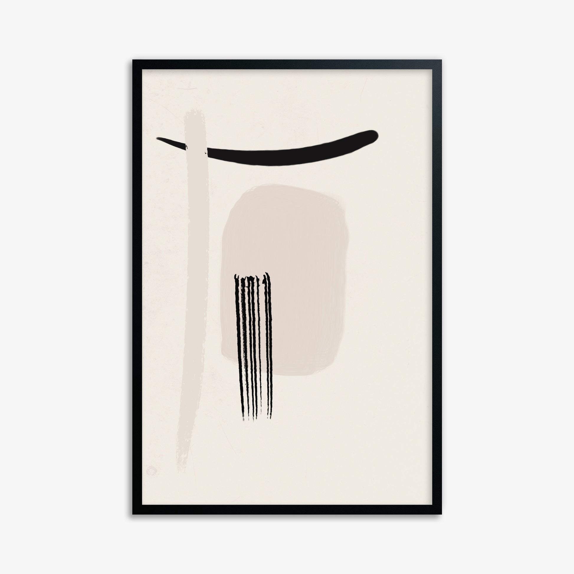 Zen Brushstroke Harmony, 61x91cm Framed Poster With Black Frame