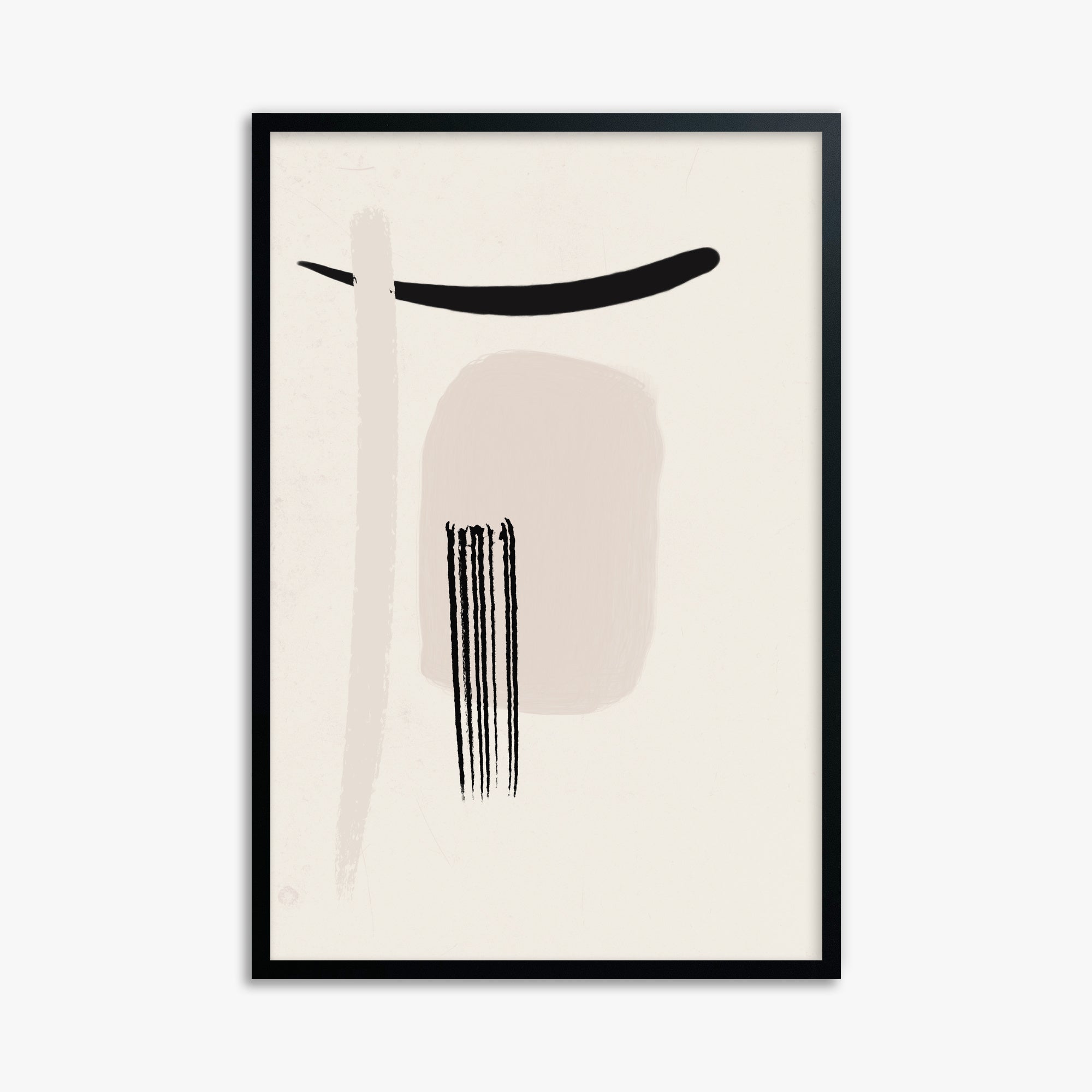 Zen Brushstroke Harmony, 61x91cm Framed Poster With Black Frame