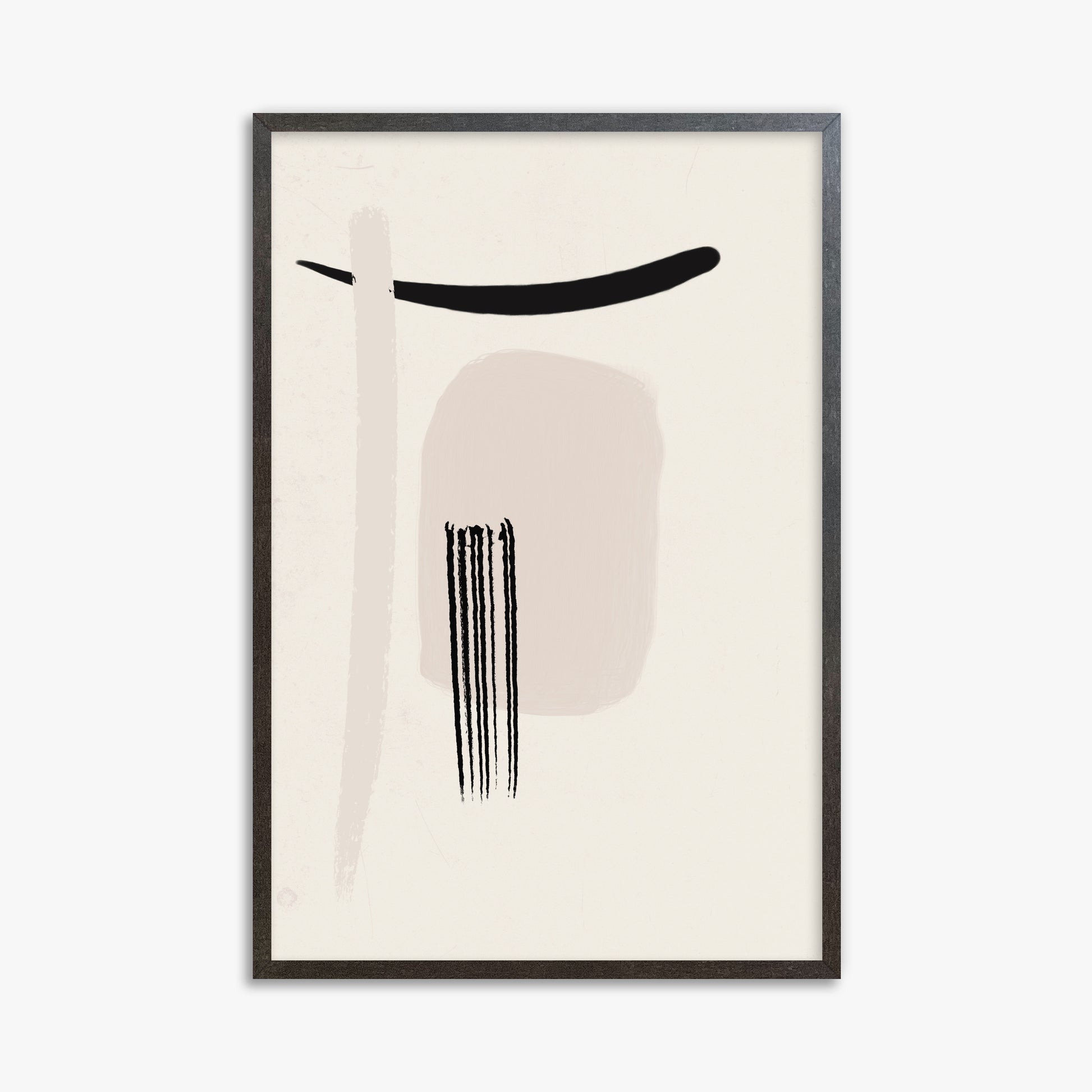 Zen Brushstroke Harmony, 61x91cm Framed Art Reproduction With Espresso Frame