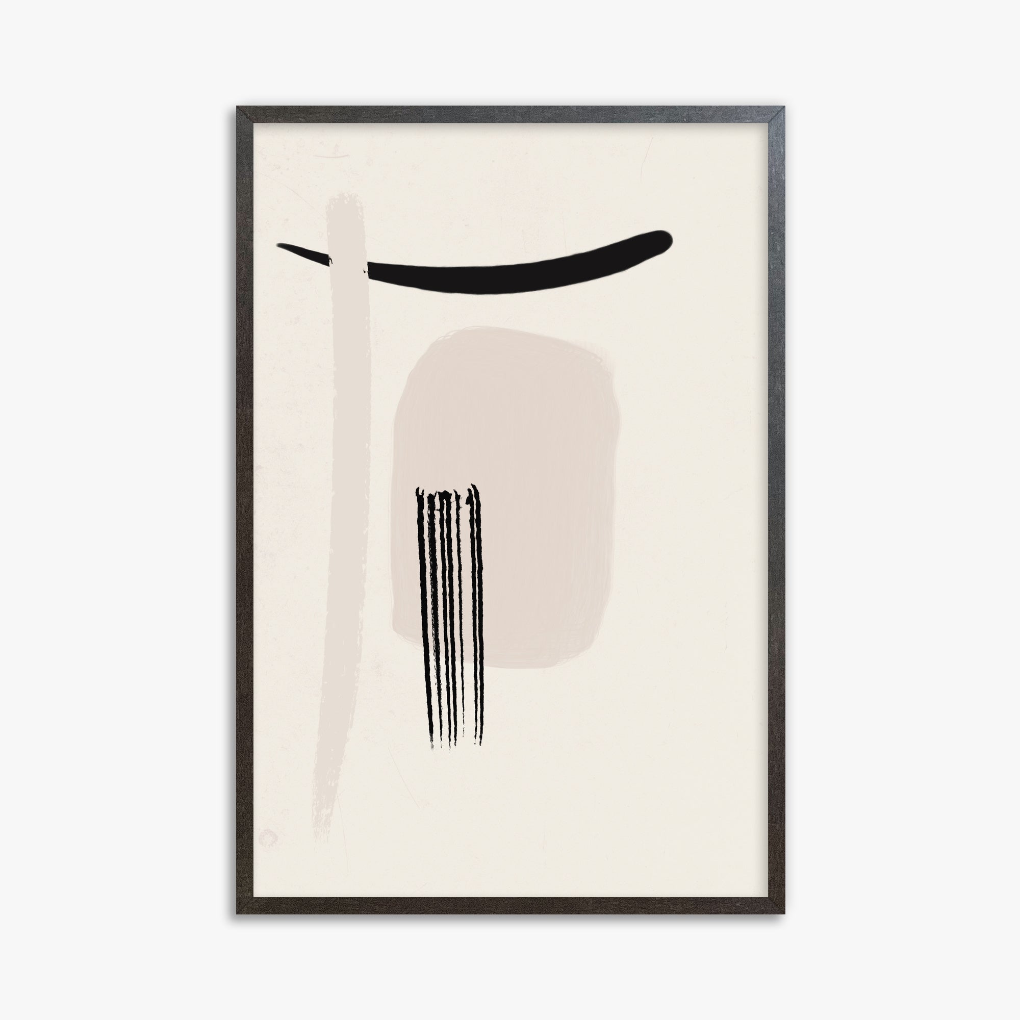 Zen Brushstroke Harmony, 61x91cm Framed Art Reproduction With Espresso Frame