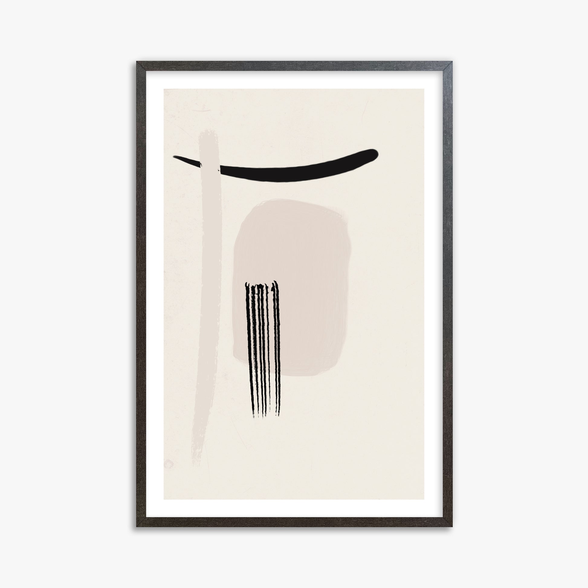 Zen Brushstroke Harmony, 61x91cm Framed Art Reproduction With Espresso Frame