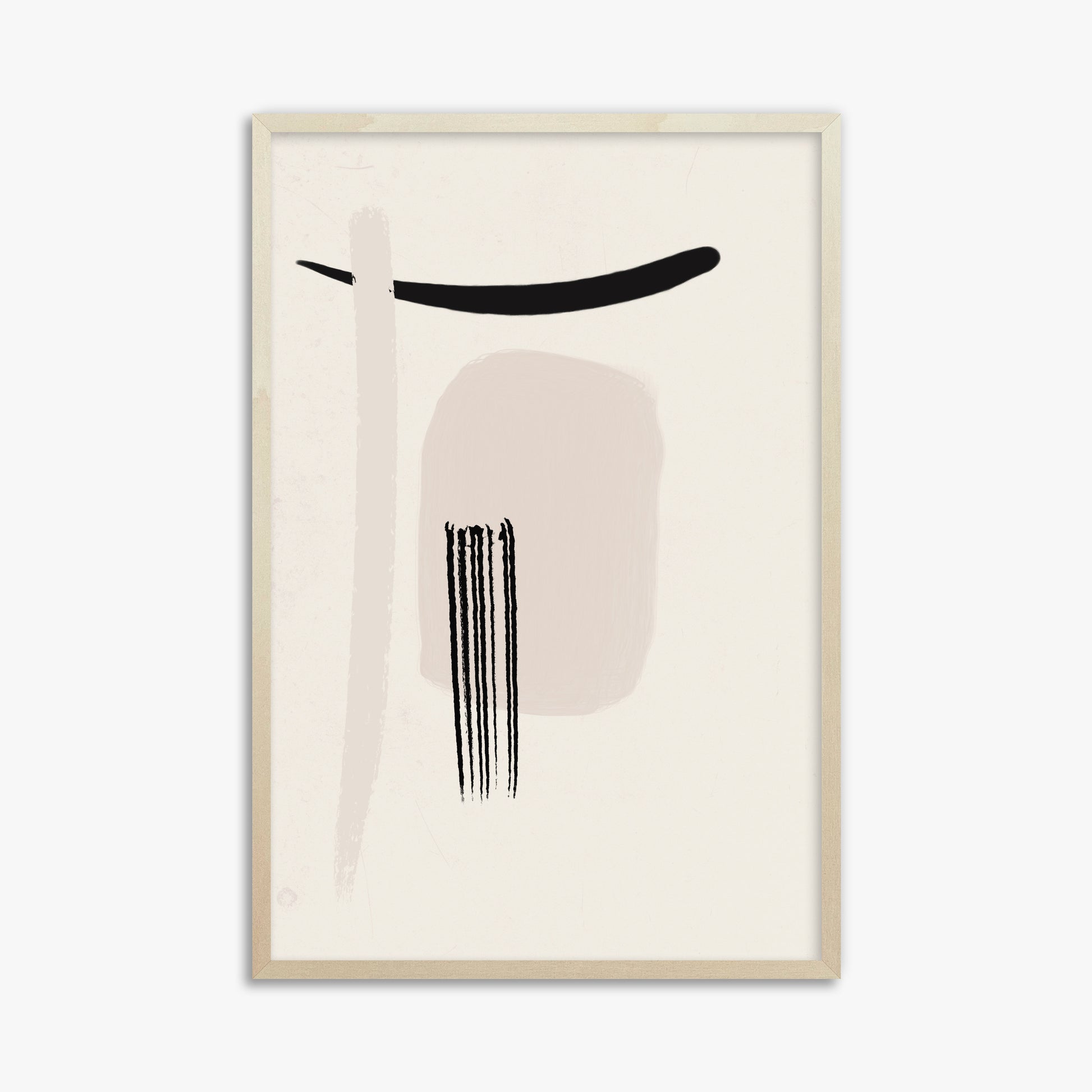 Zen Brushstroke Harmony, 61x91cm Framed Art Reproduction With Lime Wood Frame