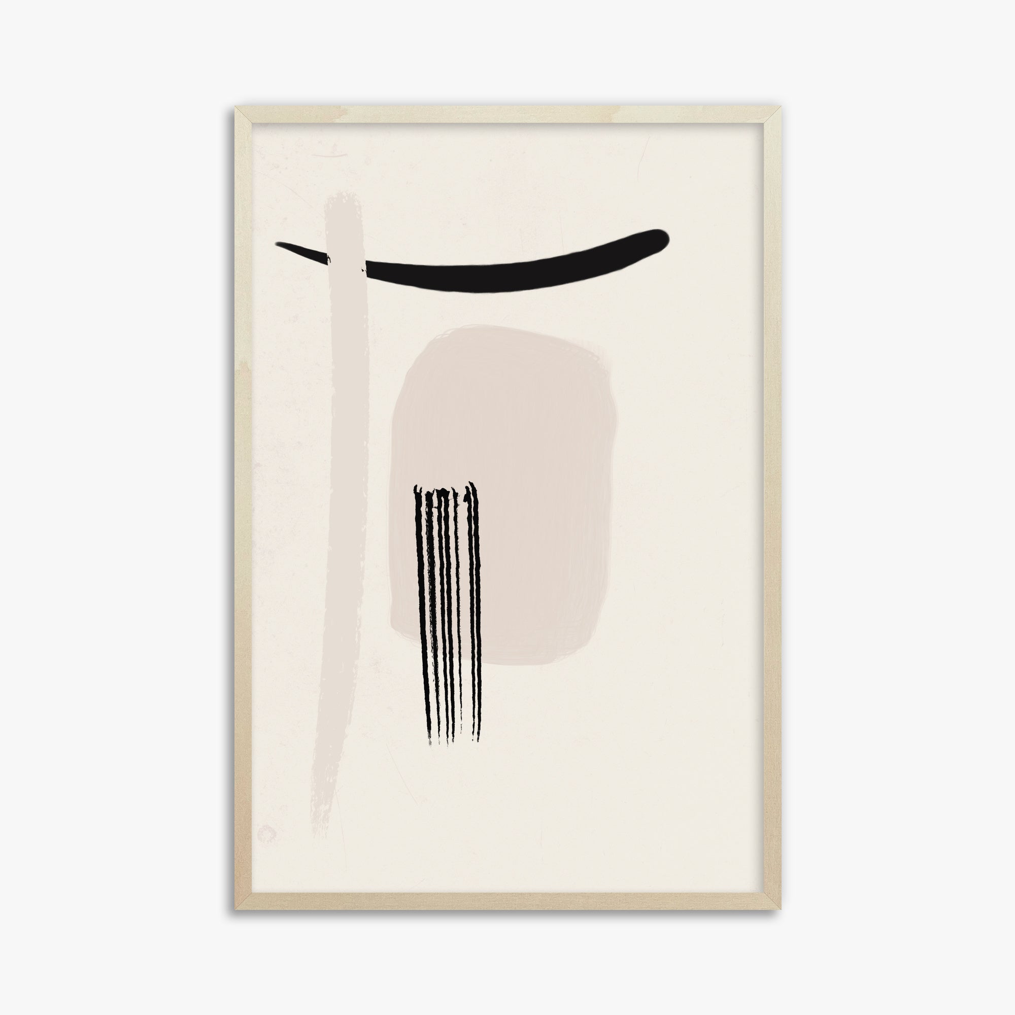 Zen Brushstroke Harmony, 61x91cm Framed Art Reproduction With Lime Wood Frame
