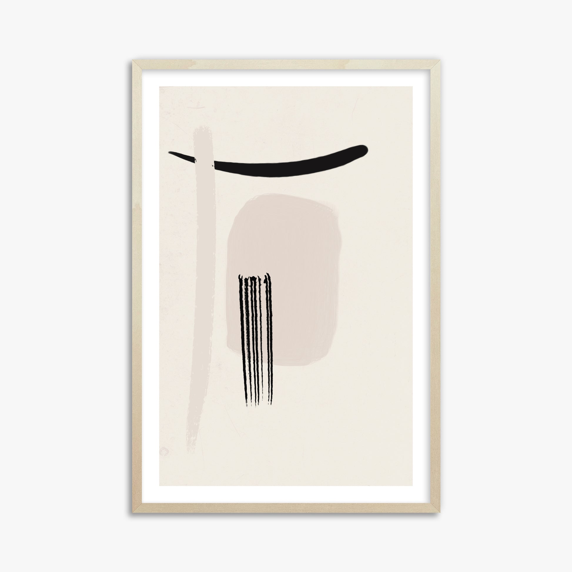 Zen Brushstroke Harmony, 61x91cm Framed Art Reproduction With Lime Wood Frame