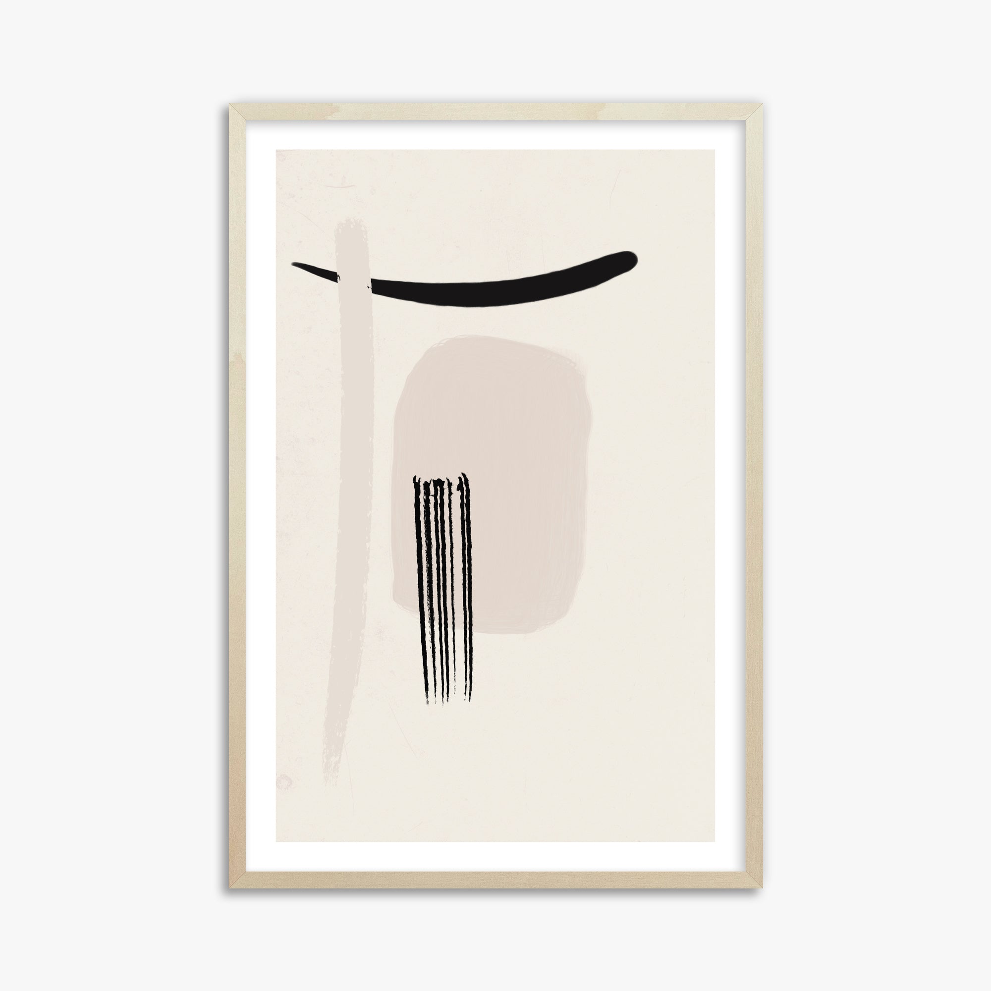 Zen Brushstroke Harmony, 61x91cm Framed Art Reproduction With Lime Wood Frame