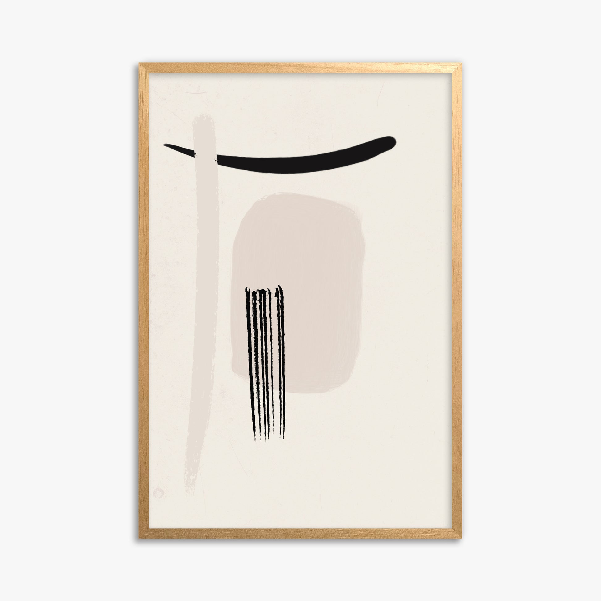 Zen Brushstroke Harmony, 61x91cm Framed Poster With Oak Frame