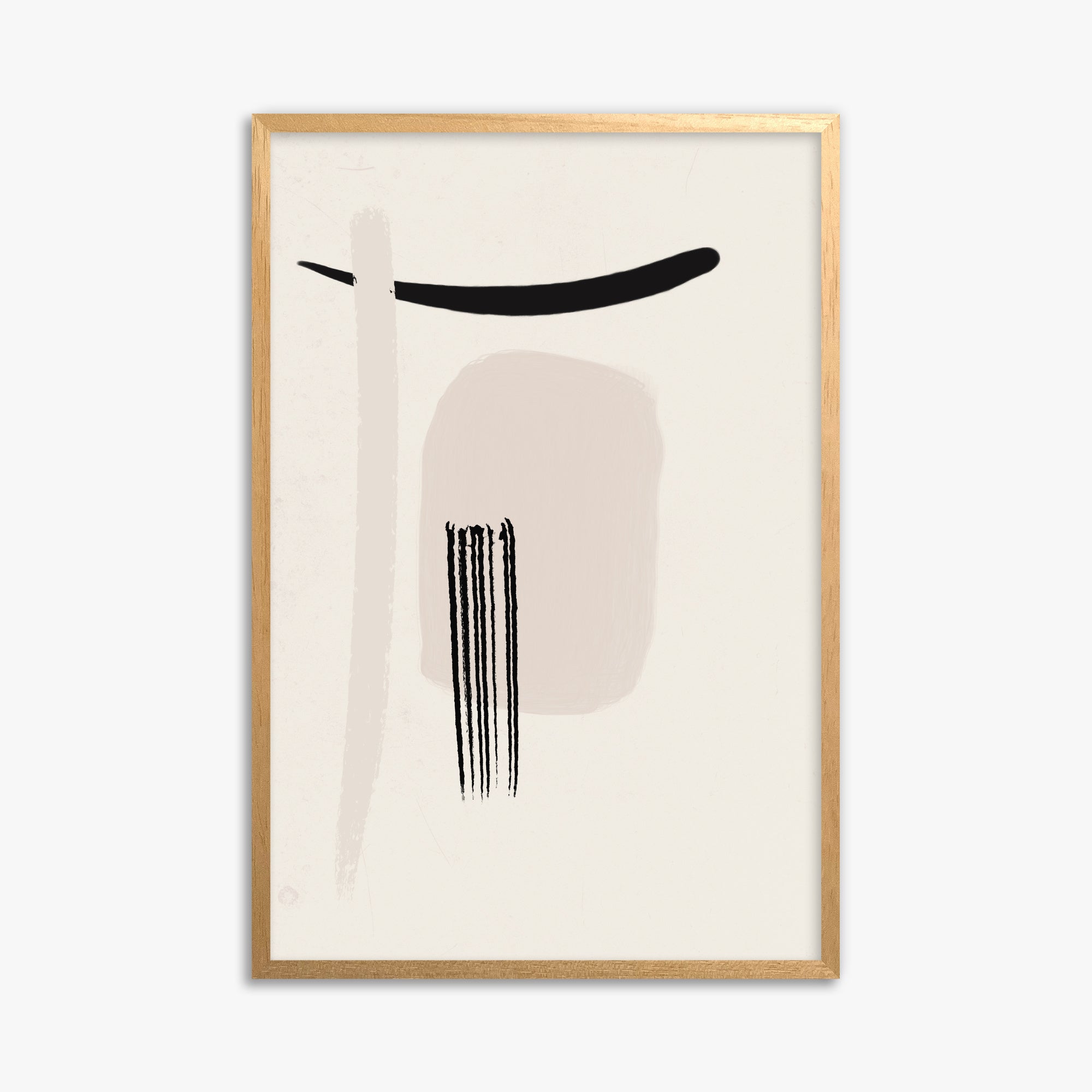 Zen Brushstroke Harmony, 61x91cm Framed Poster With Oak Frame