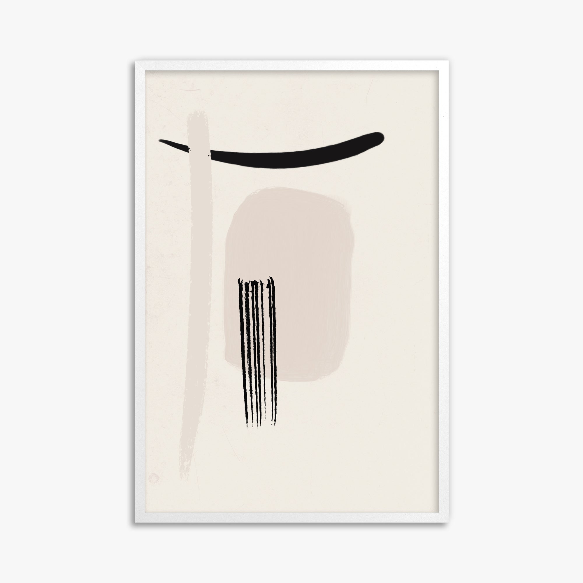 Zen Brushstroke Harmony, 61x91cm Framed Poster With White Frame