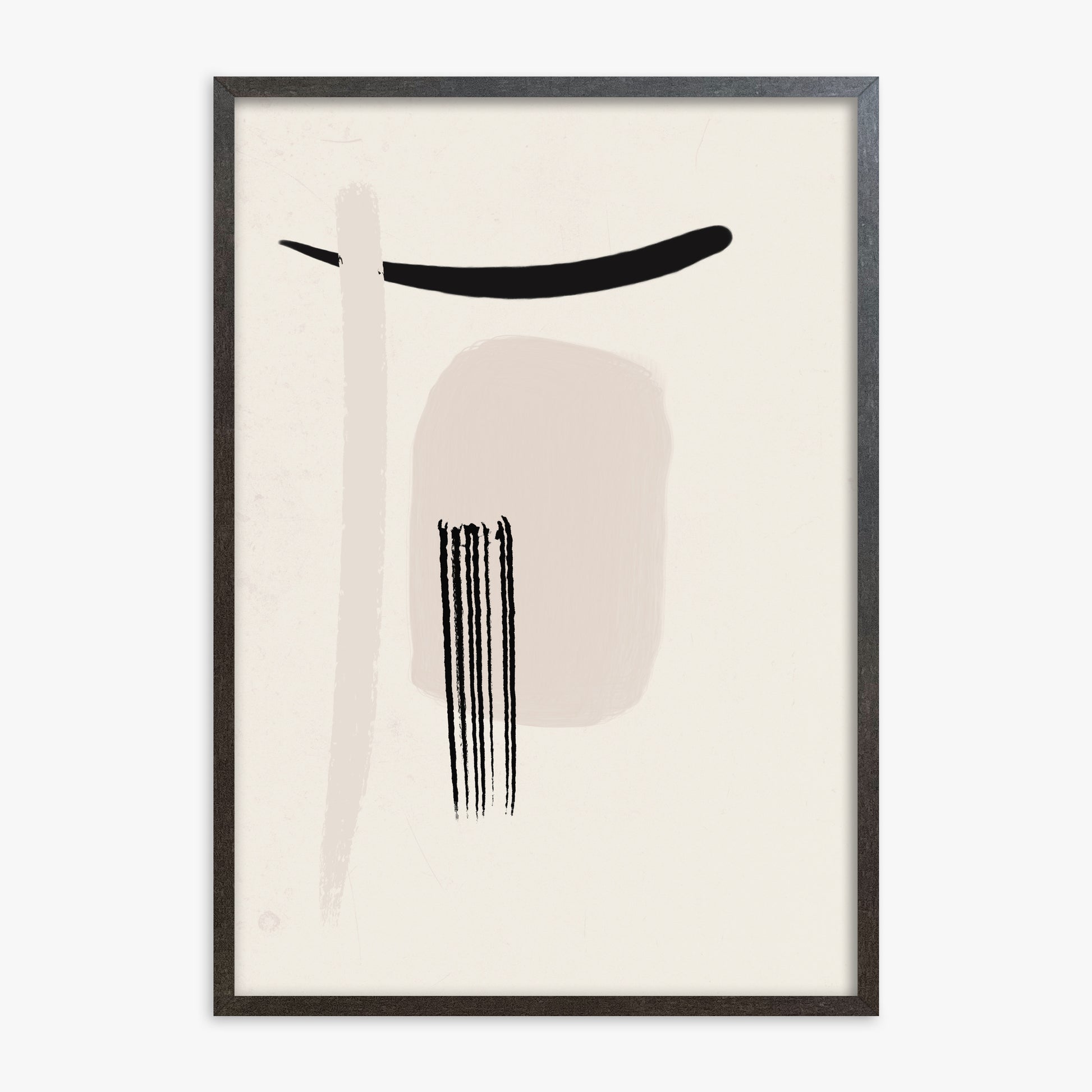 Zen Brushstroke Harmony, 70x100cm Framed Art Reproduction With Espresso Frame