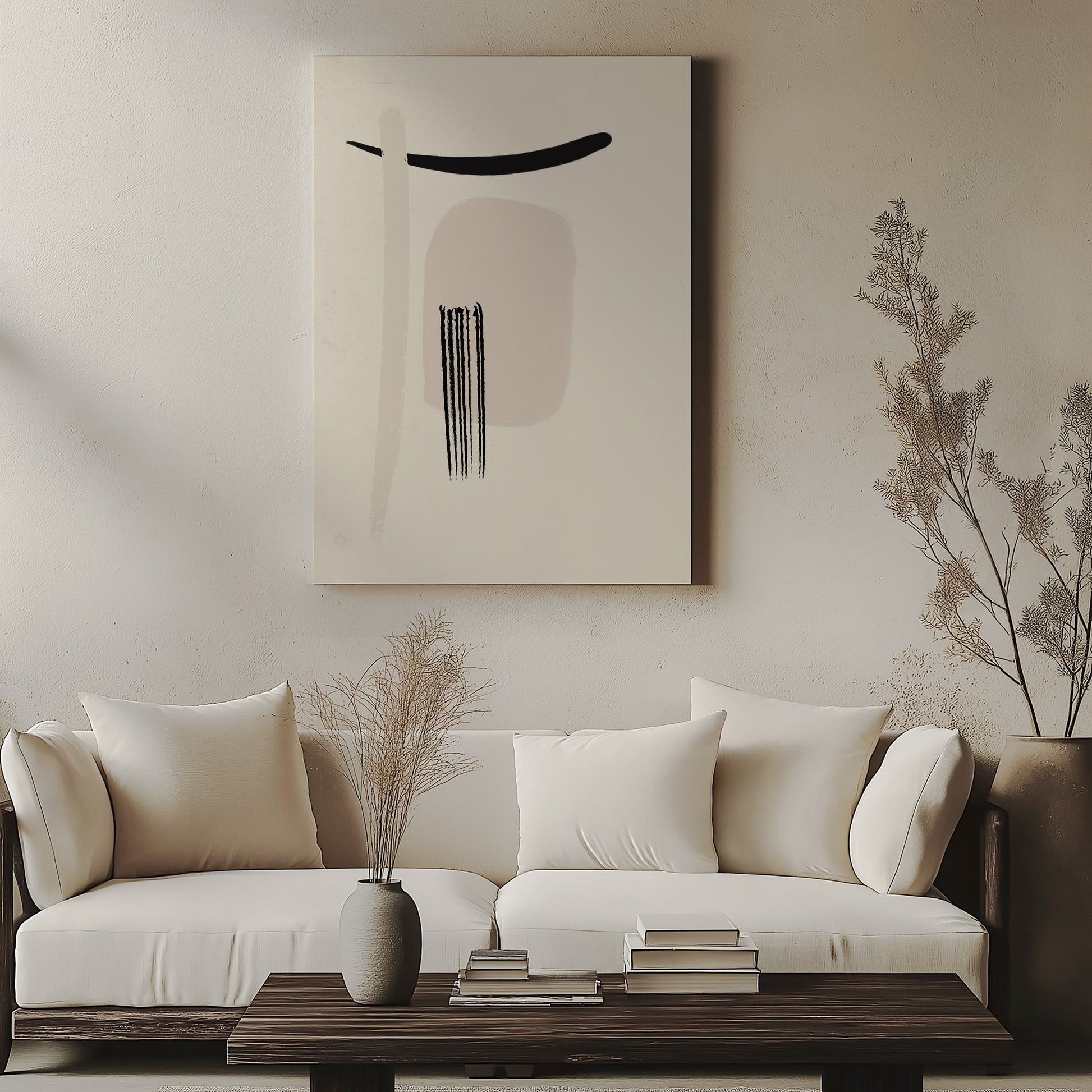 Design Concept No. 57 for Zen Brushstroke Harmony Japanese Satin Canvas Wall Art