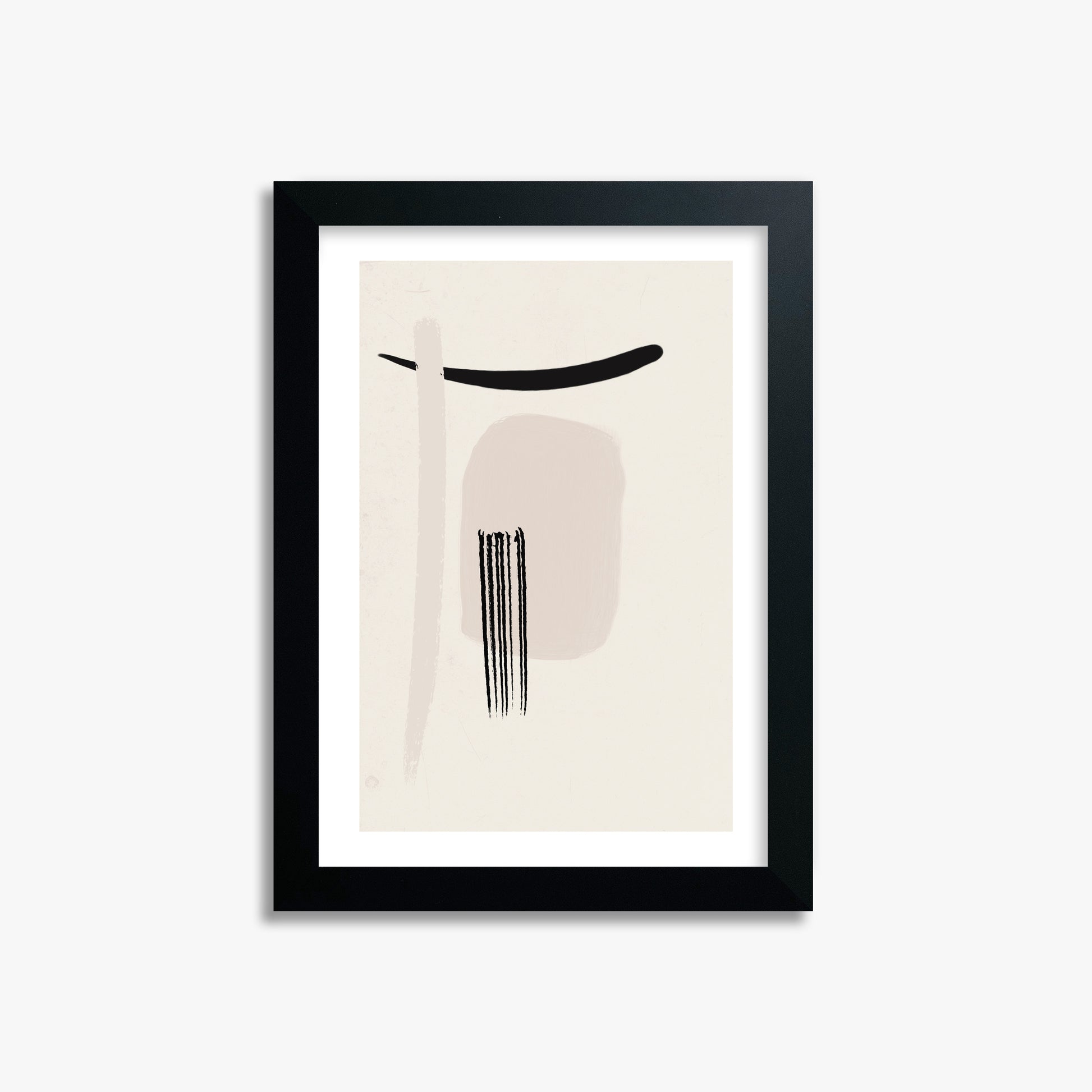 Zen Brushstroke Harmony, 21x30cm Black Framed Art Reproduction