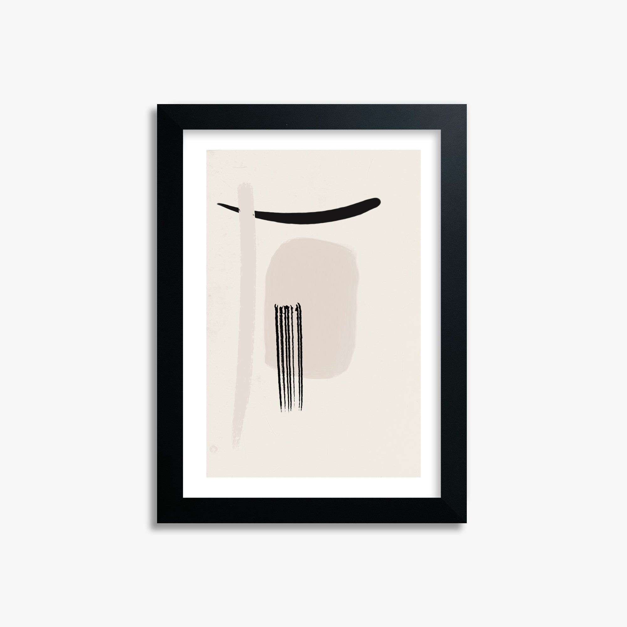 Zen Brushstroke Harmony, 21x30cm Black Framed Art Reproduction