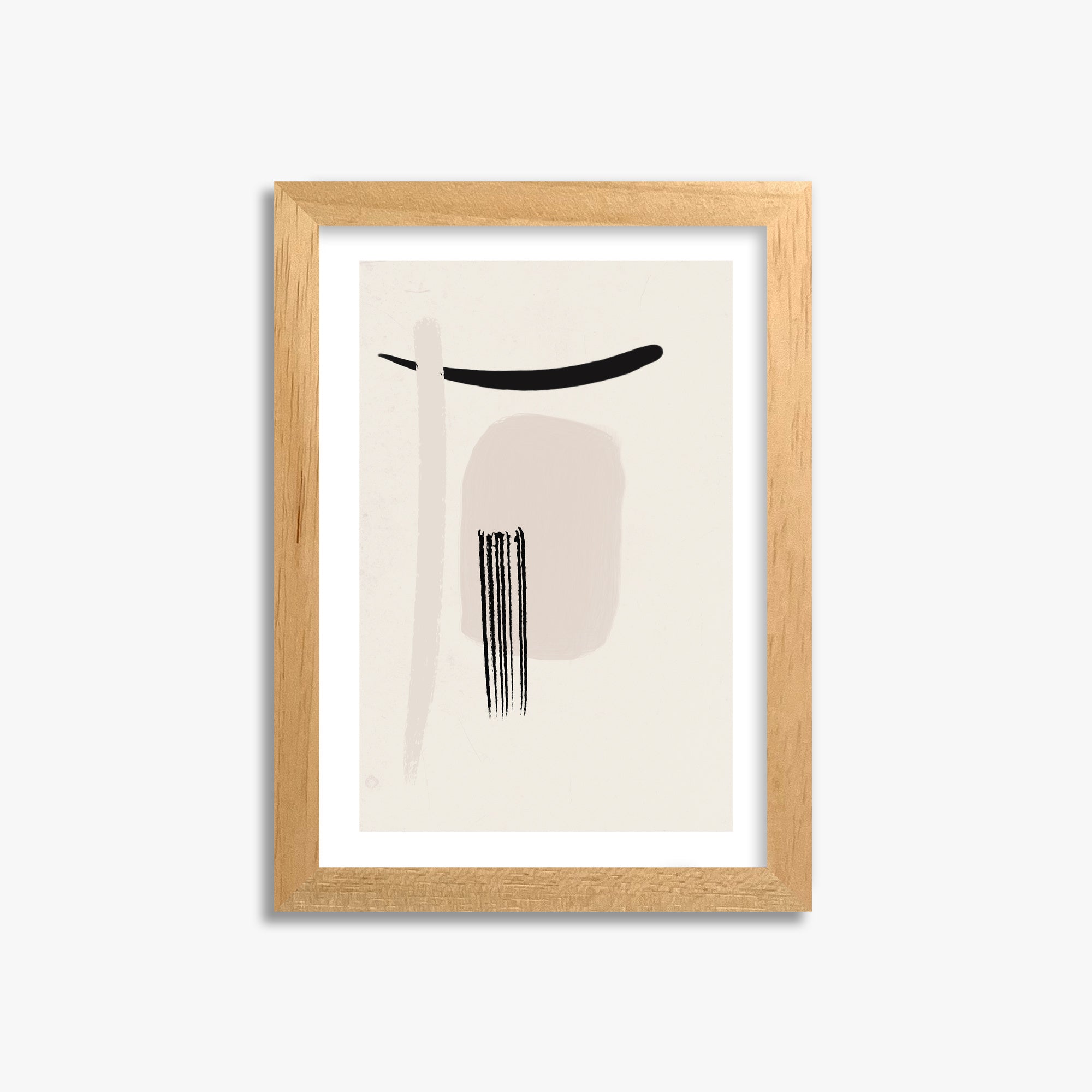 Zen Brushstroke Harmony, 21x30cm Oak Framed Art Reproduction