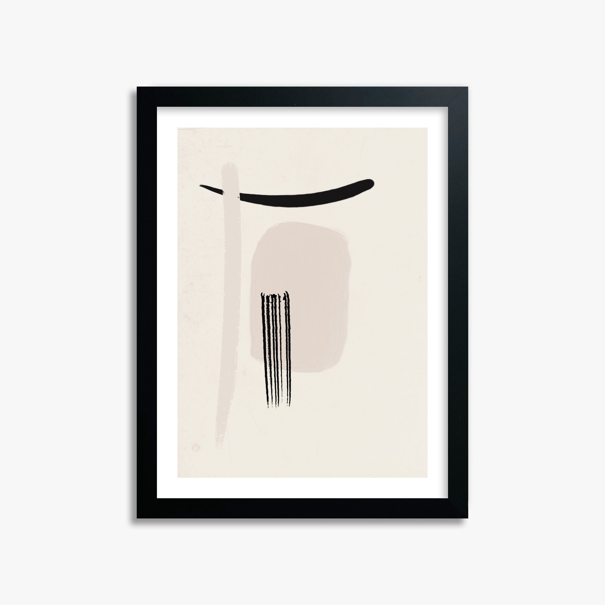 Zen Brushstroke Harmony, 30x40cm Black Framed Art Reproduction