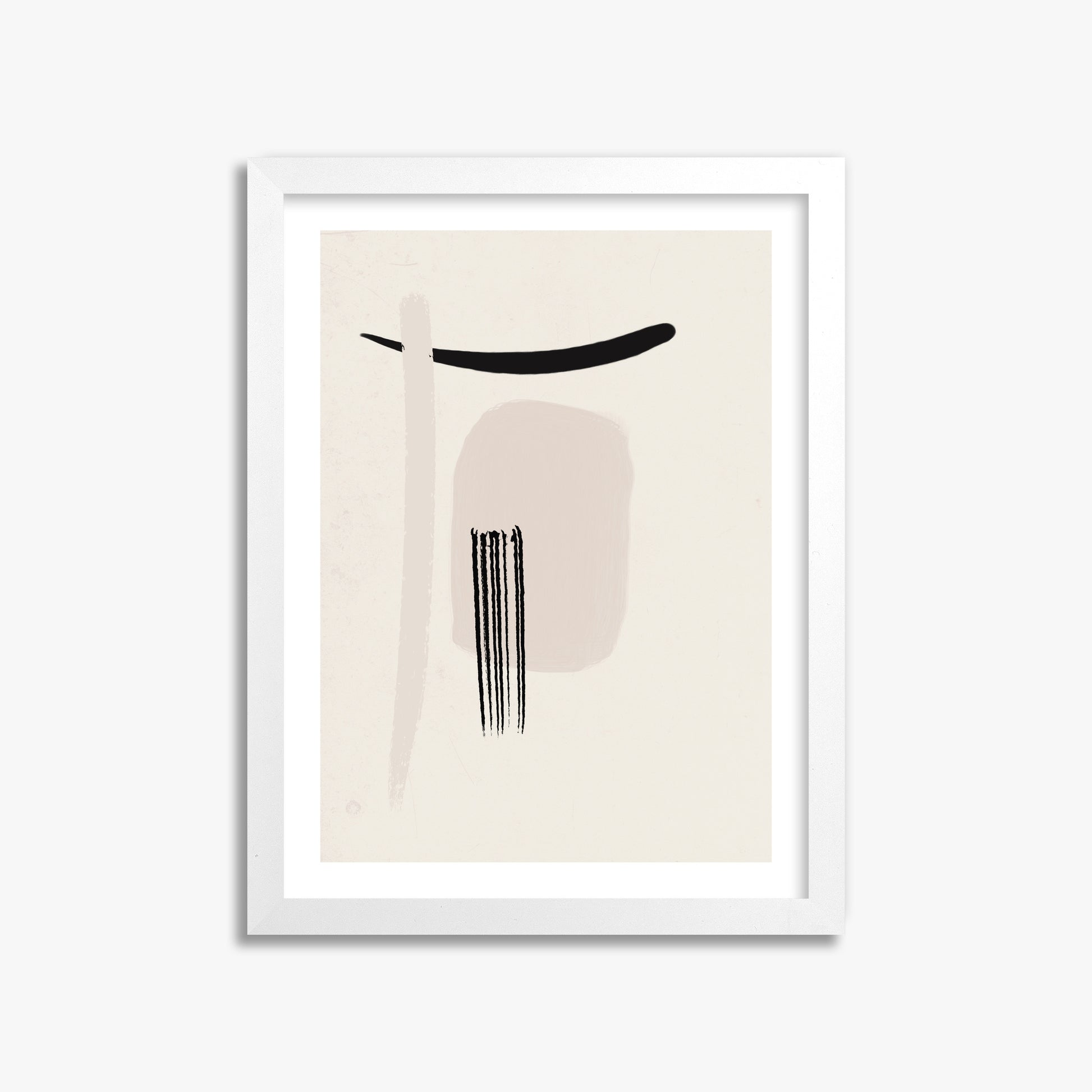 Zen Brushstroke Harmony, 30x40cm Whitek Framed Art Reproduction