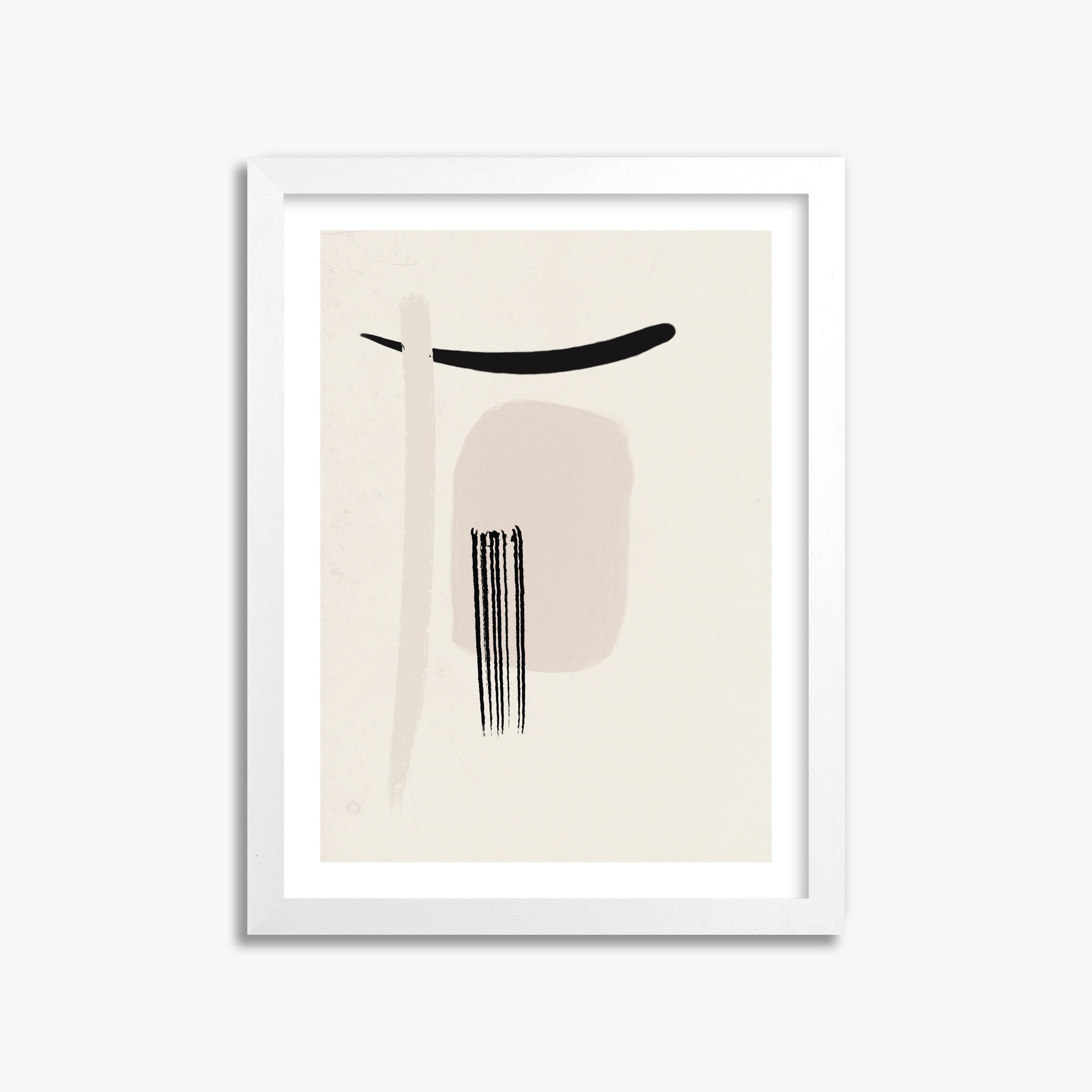 Zen Brushstroke Harmony, 30x40cm Whitek Framed Art Reproduction