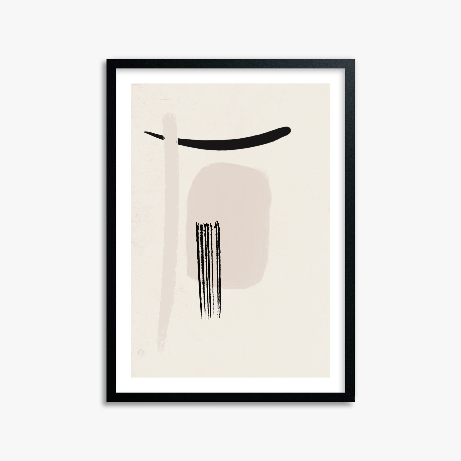 Zen Brushstroke Harmony, 50x70cm Black Framed Art Reproduction