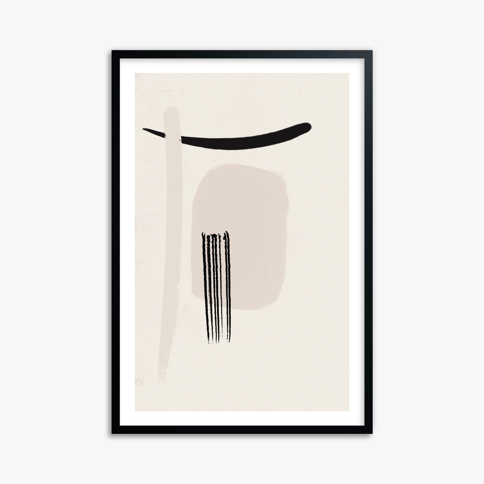 Zen Brushstroke Harmony, 61x91cm Black Framed Art Reproduction