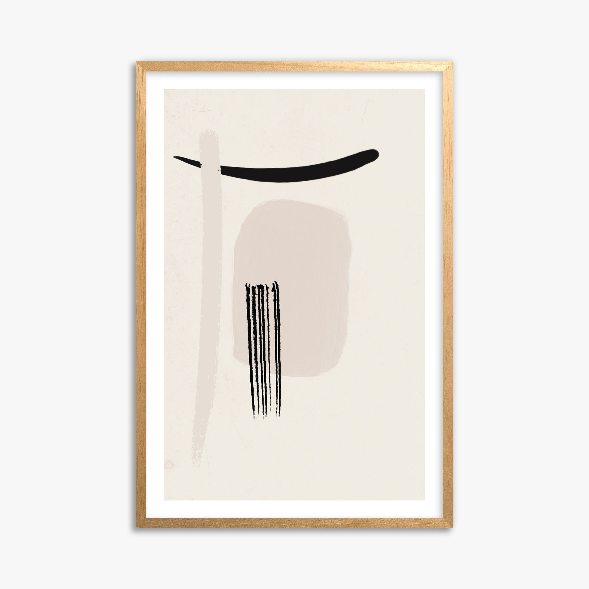 Zen Brushstroke Harmony, 61x91cm Oak Framed Art Reproduction