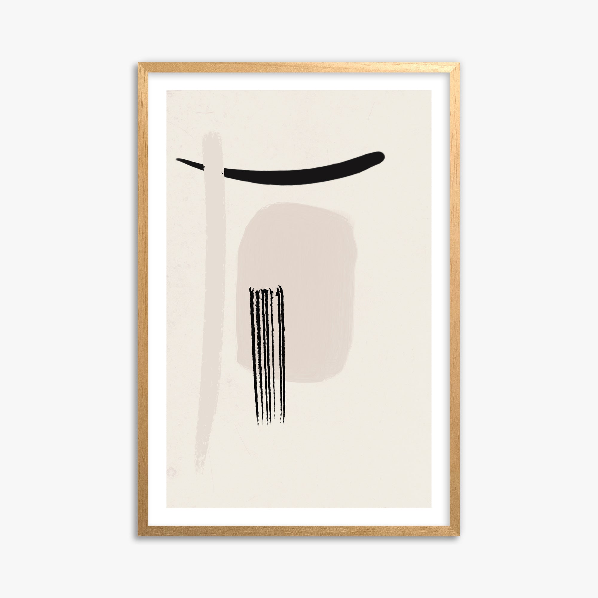 Zen Brushstroke Harmony, 61x91cm Oak Framed Art Reproduction