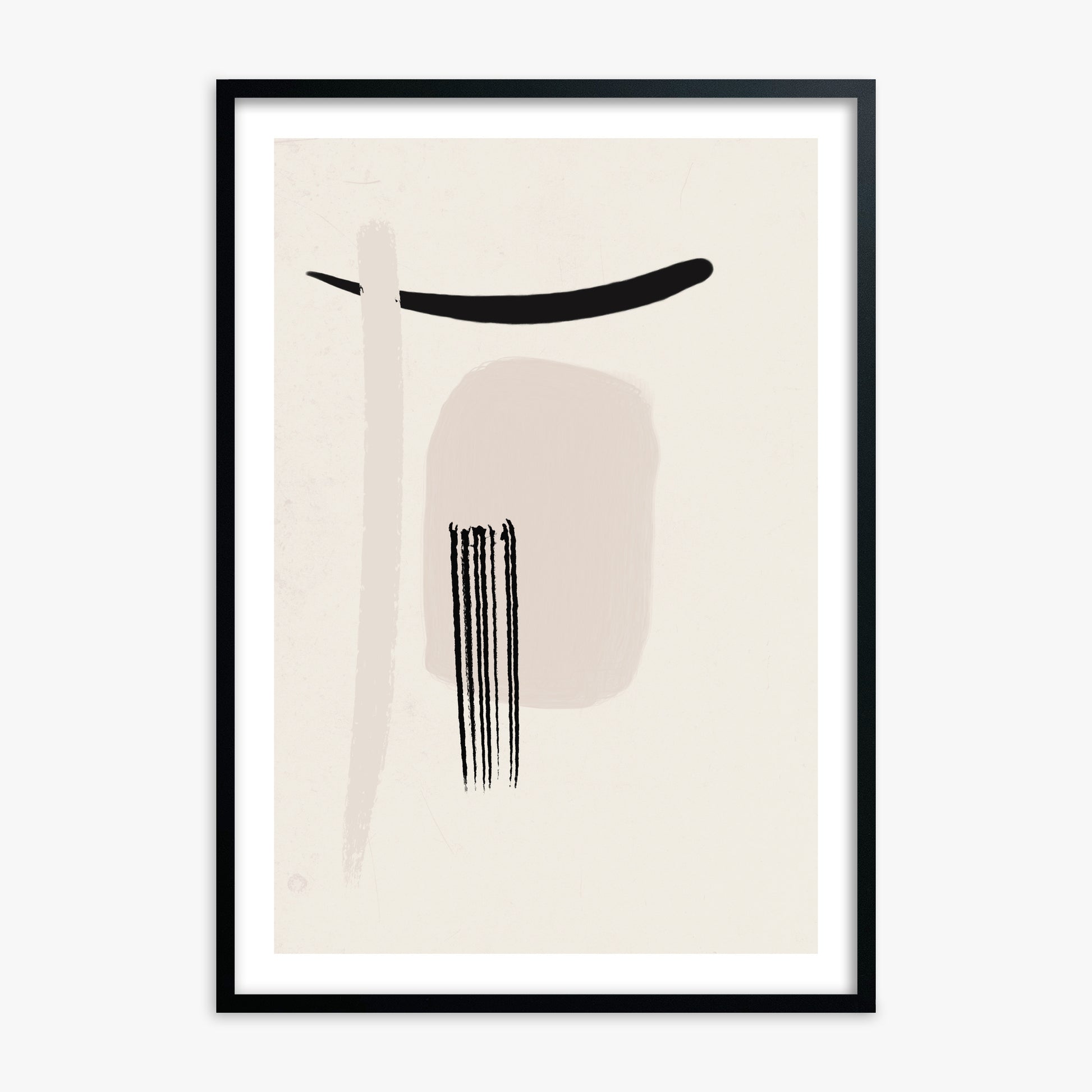 Zen Brushstroke Harmony, 70x100cm Black Framed Art Reproduction