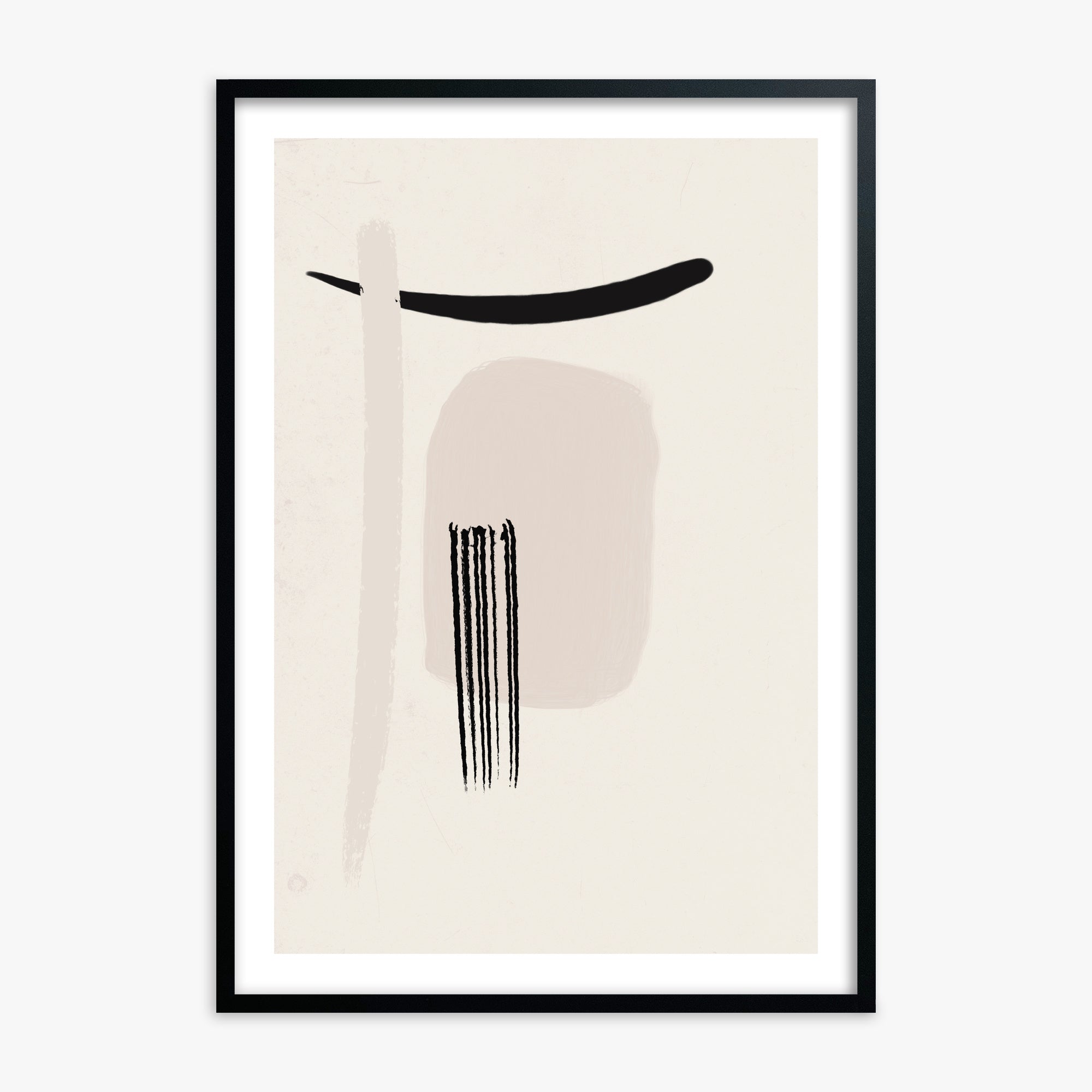 Zen Brushstroke Harmony, 70x100cm Black Framed Art Reproduction