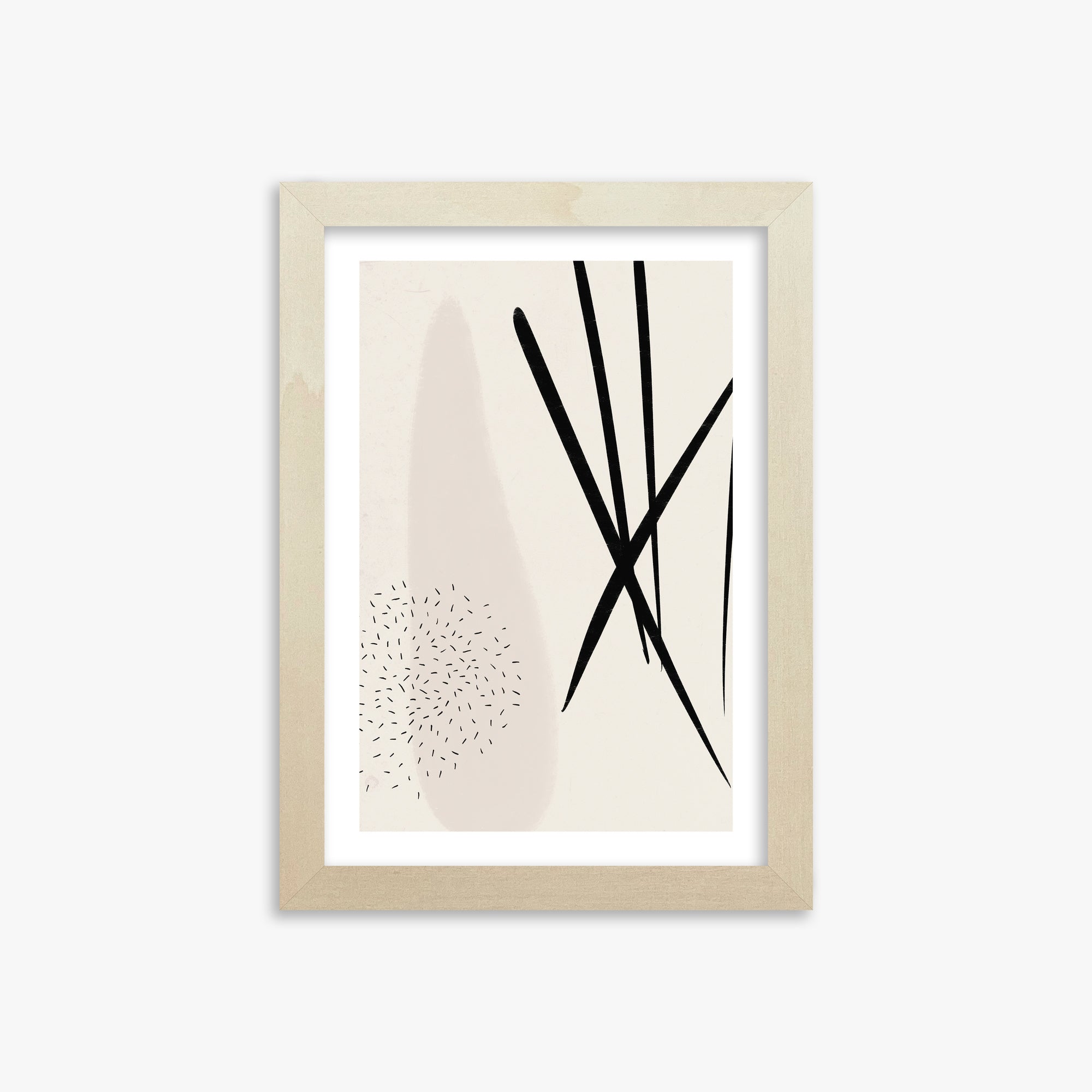 Zen Strokes Harmony, 21x30cm Framed Art Reproduction With Lime Wood Frame