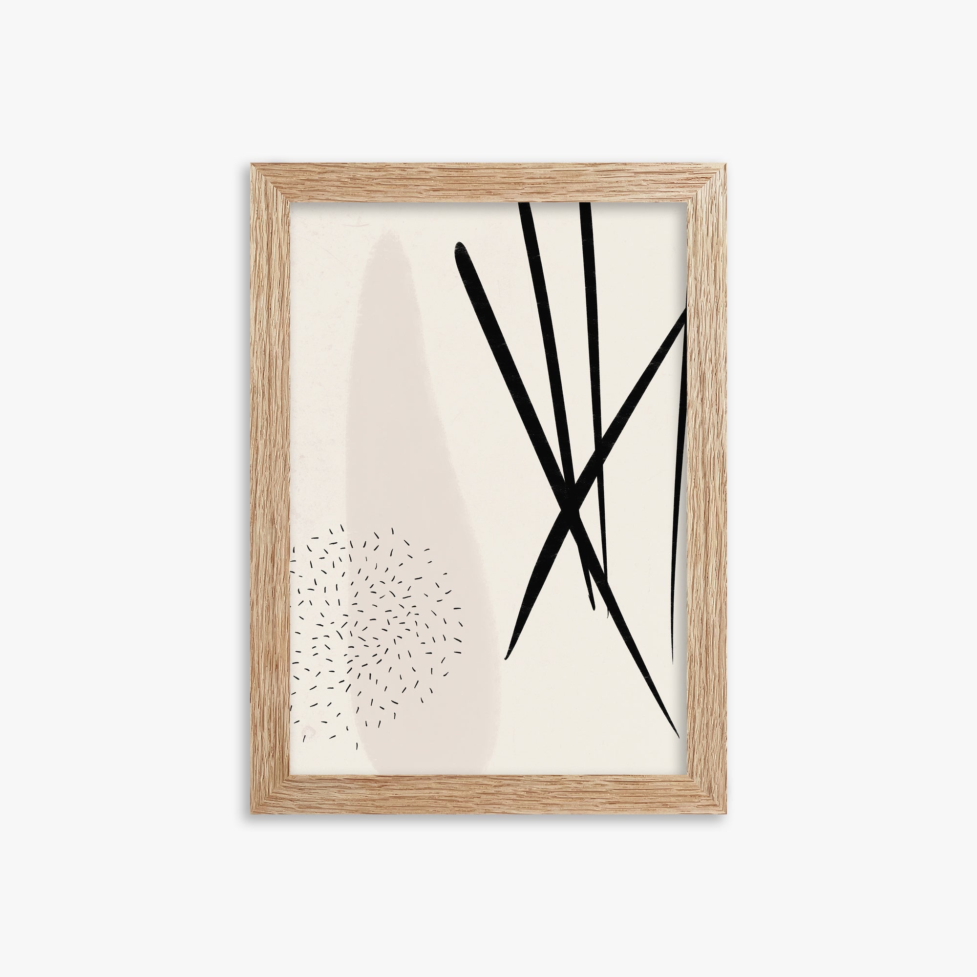 Zen Strokes Harmony, 21x30cm Framed Art Reproduction With Raw Oak Frame
