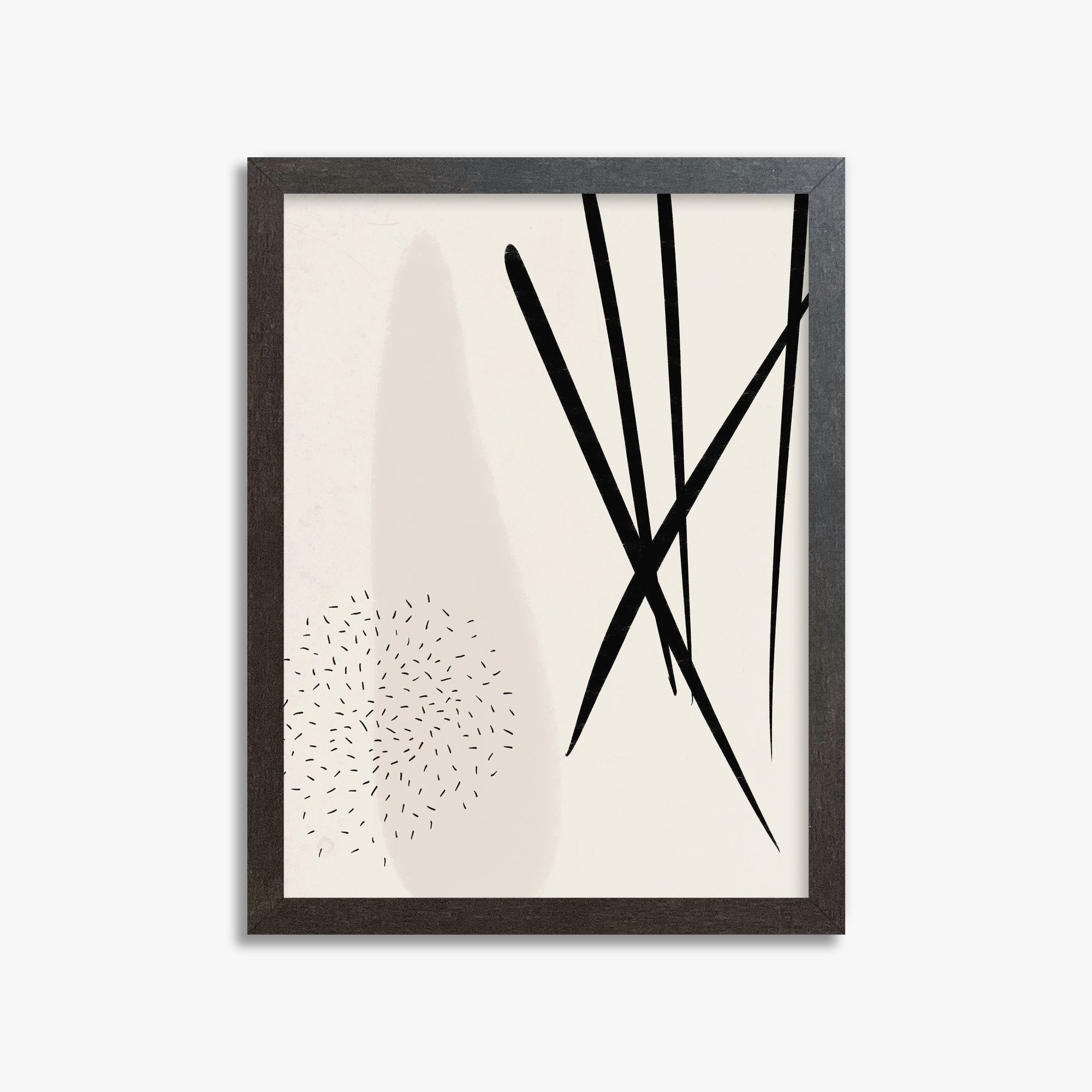 Zen Strokes Harmony, 30x40cm Framed Art Reproduction With Espresso Frame