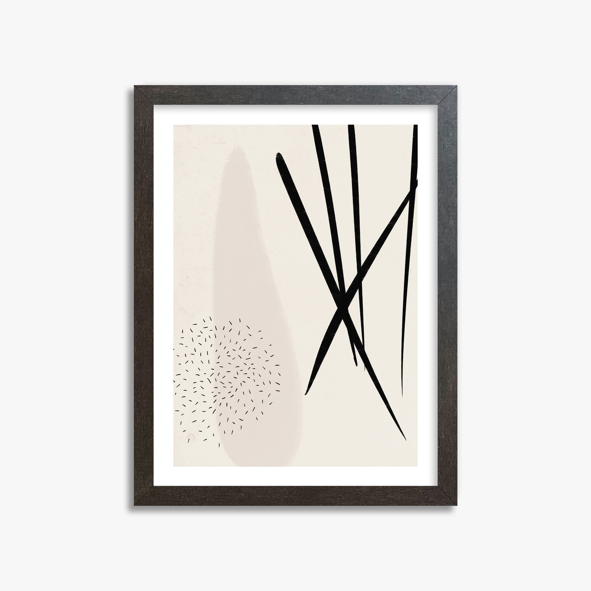 Zen Strokes Harmony, 30x40cm Framed Art Reproduction With Espresso Frame