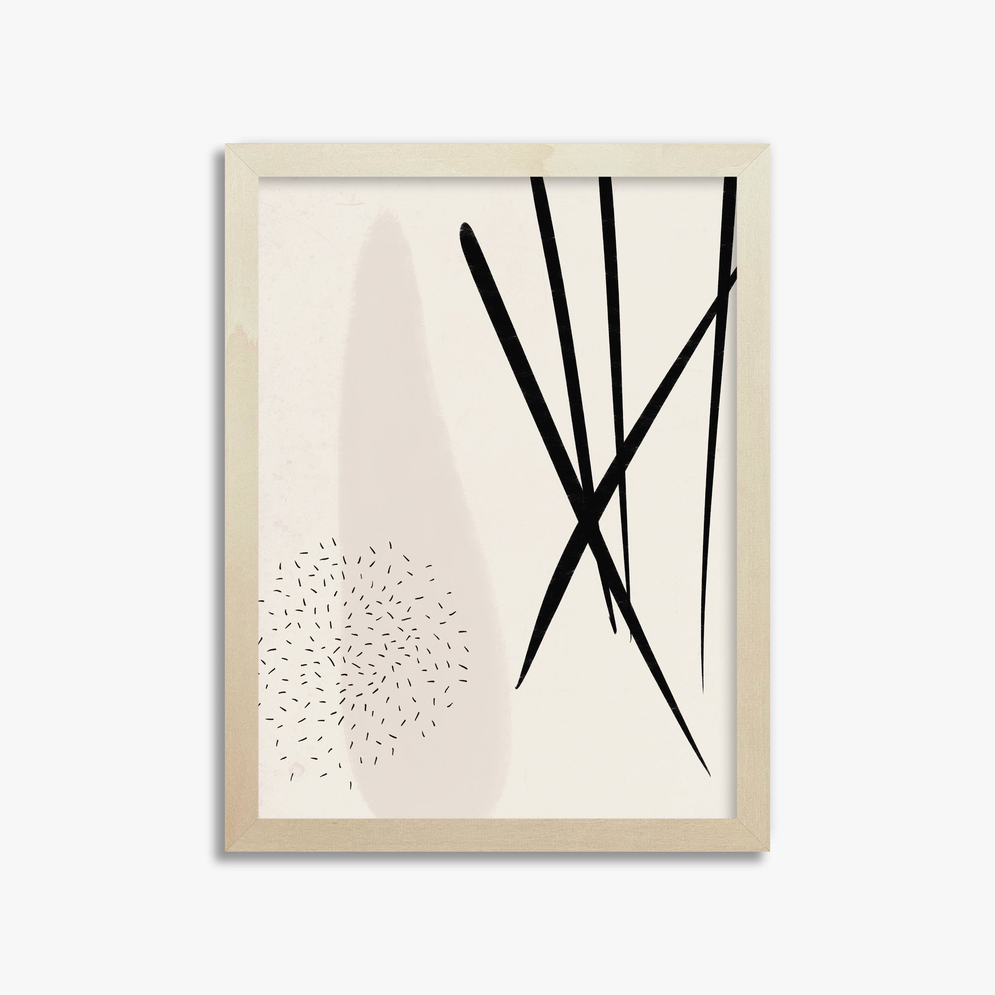 Zen Strokes Harmony, 30x40cm Framed Art Reproduction With Lime Wood Frame