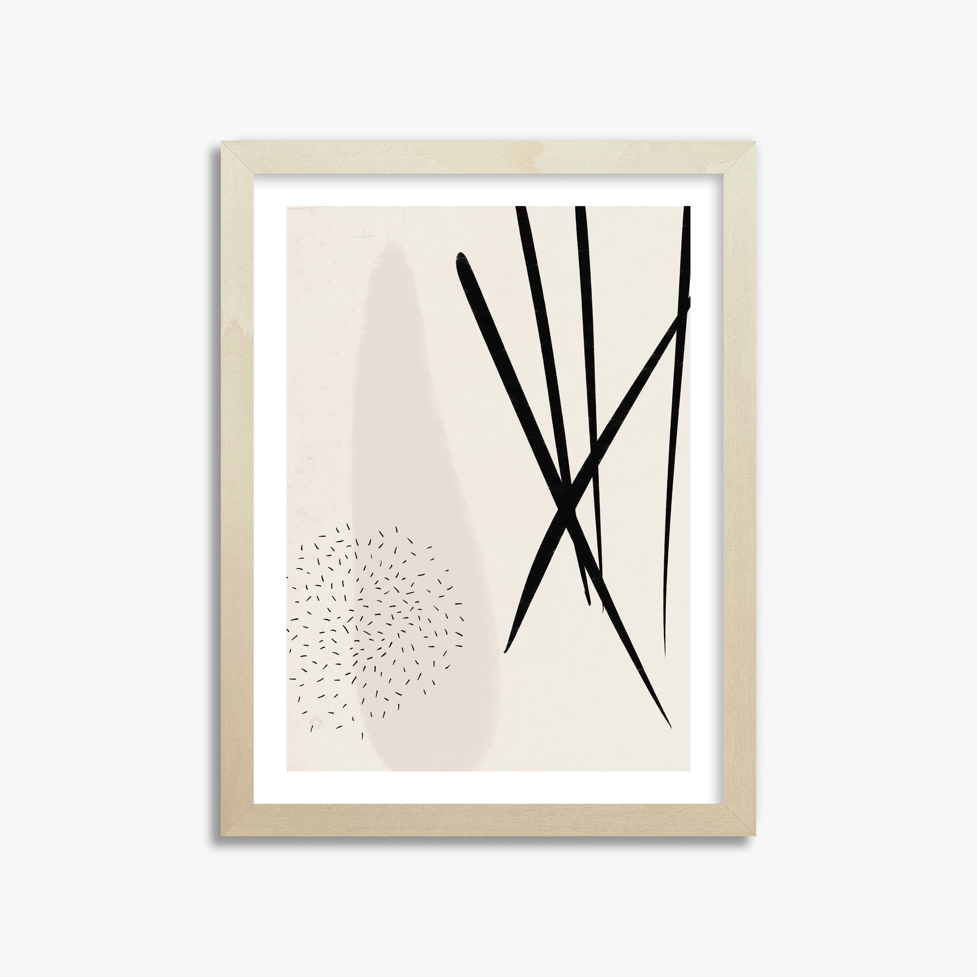 Zen Strokes Harmony, 30x40cm Framed Art Reproduction With Lime Wood Frame