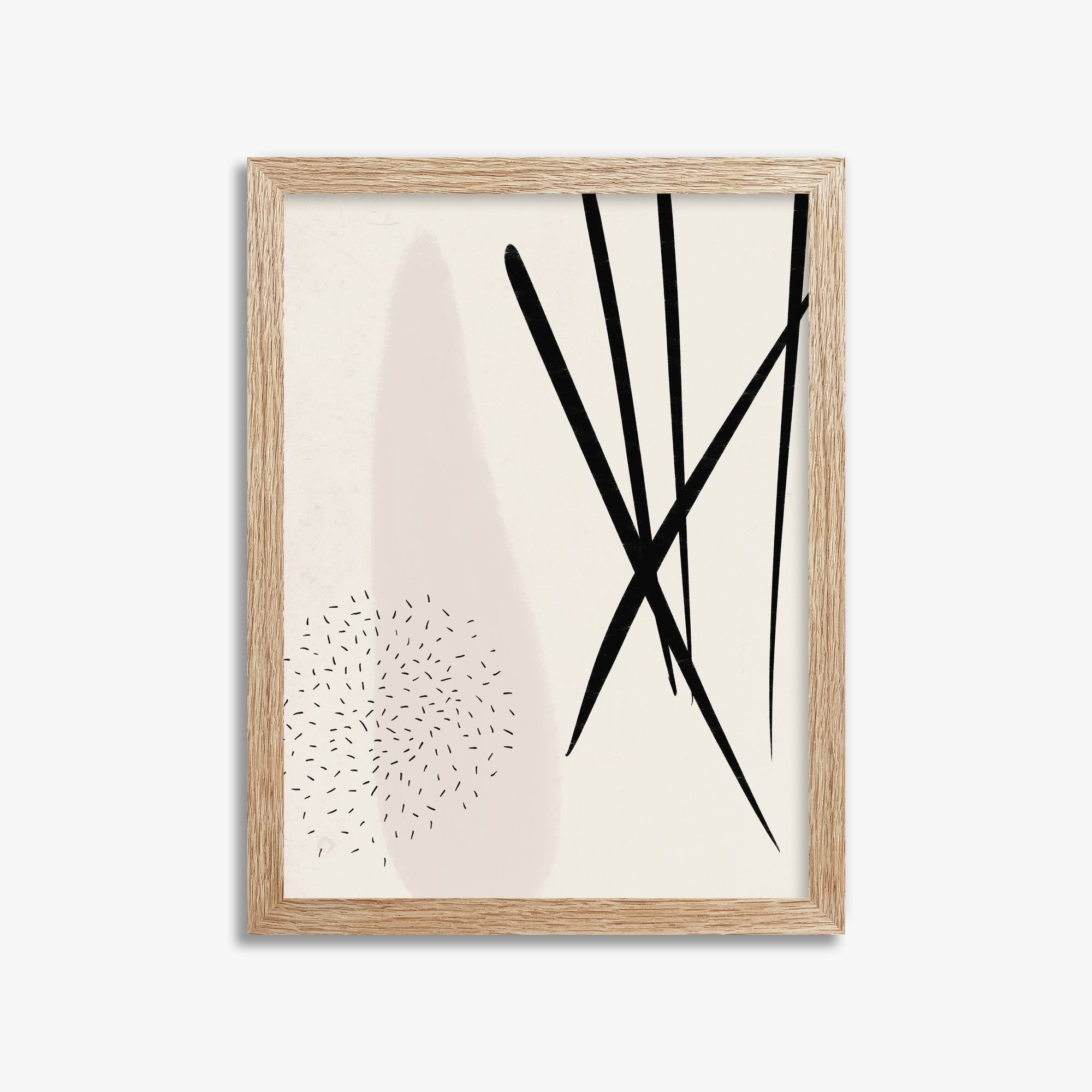 Zen Strokes Harmony, 30x40cm Framed Art Reproduction With Raw Oak Frame