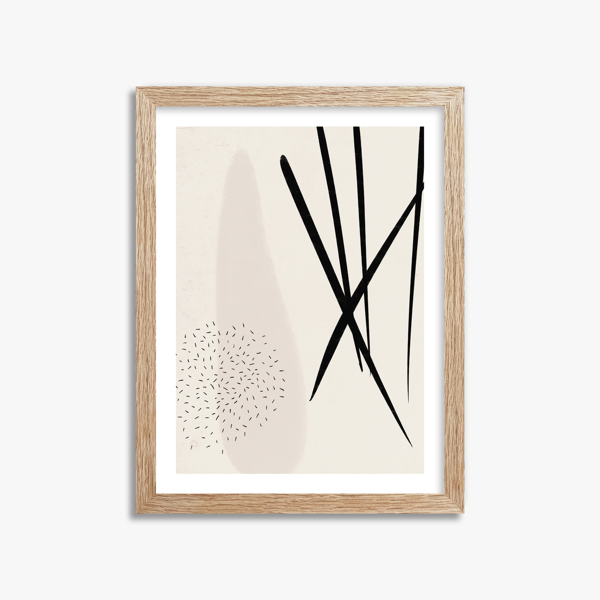Zen Strokes Harmony, 30x40cm Framed Art Reproduction With Raw Oak Frame