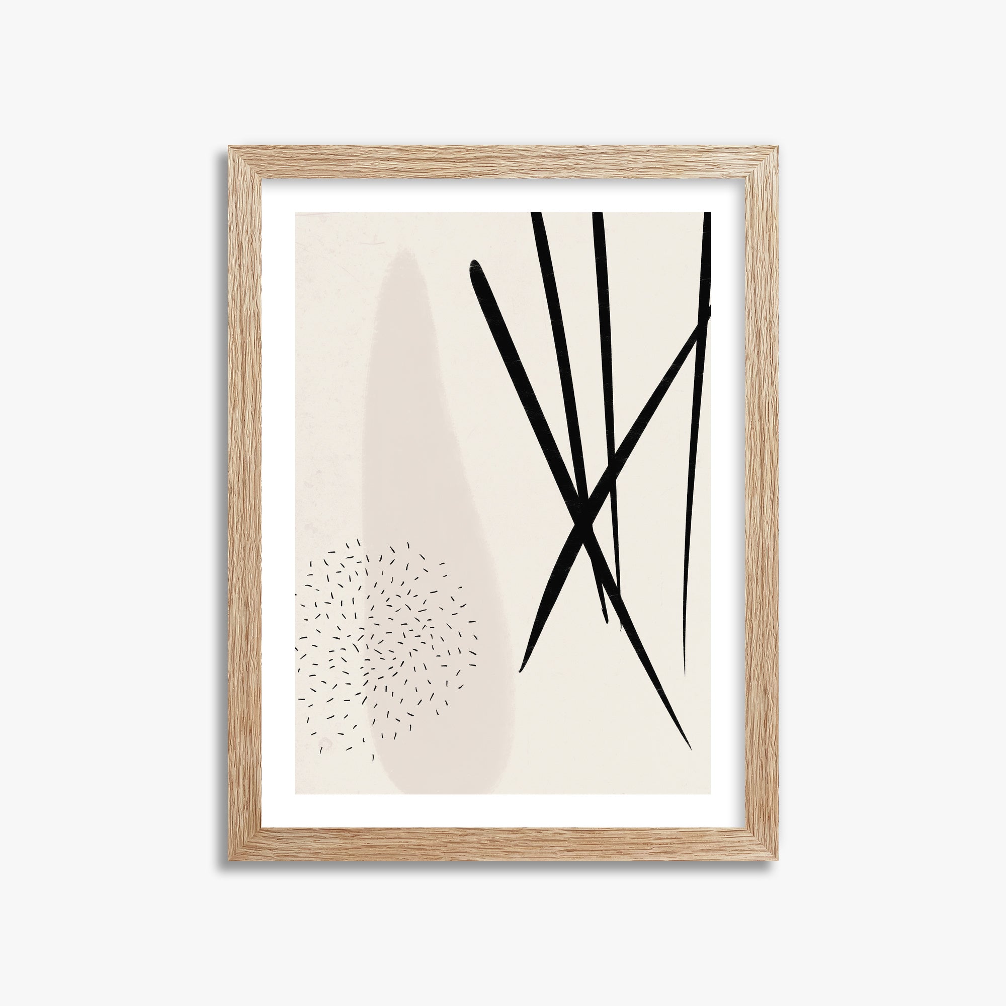 Zen Strokes Harmony, 30x40cm Framed Art Reproduction With Raw Oak Frame