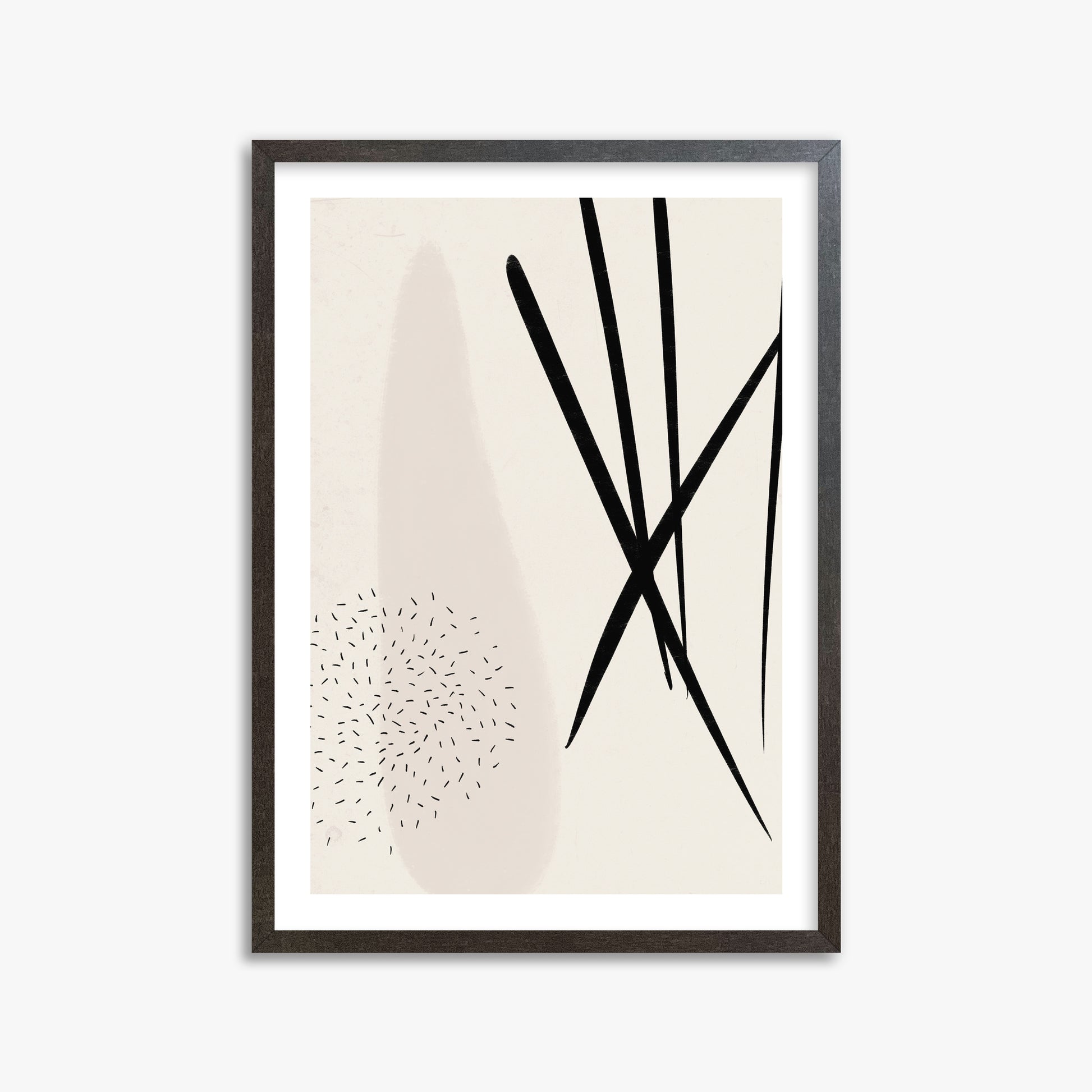 Zen Strokes Harmony, 50x70cm Framed Art Reproduction With Espresso Frame