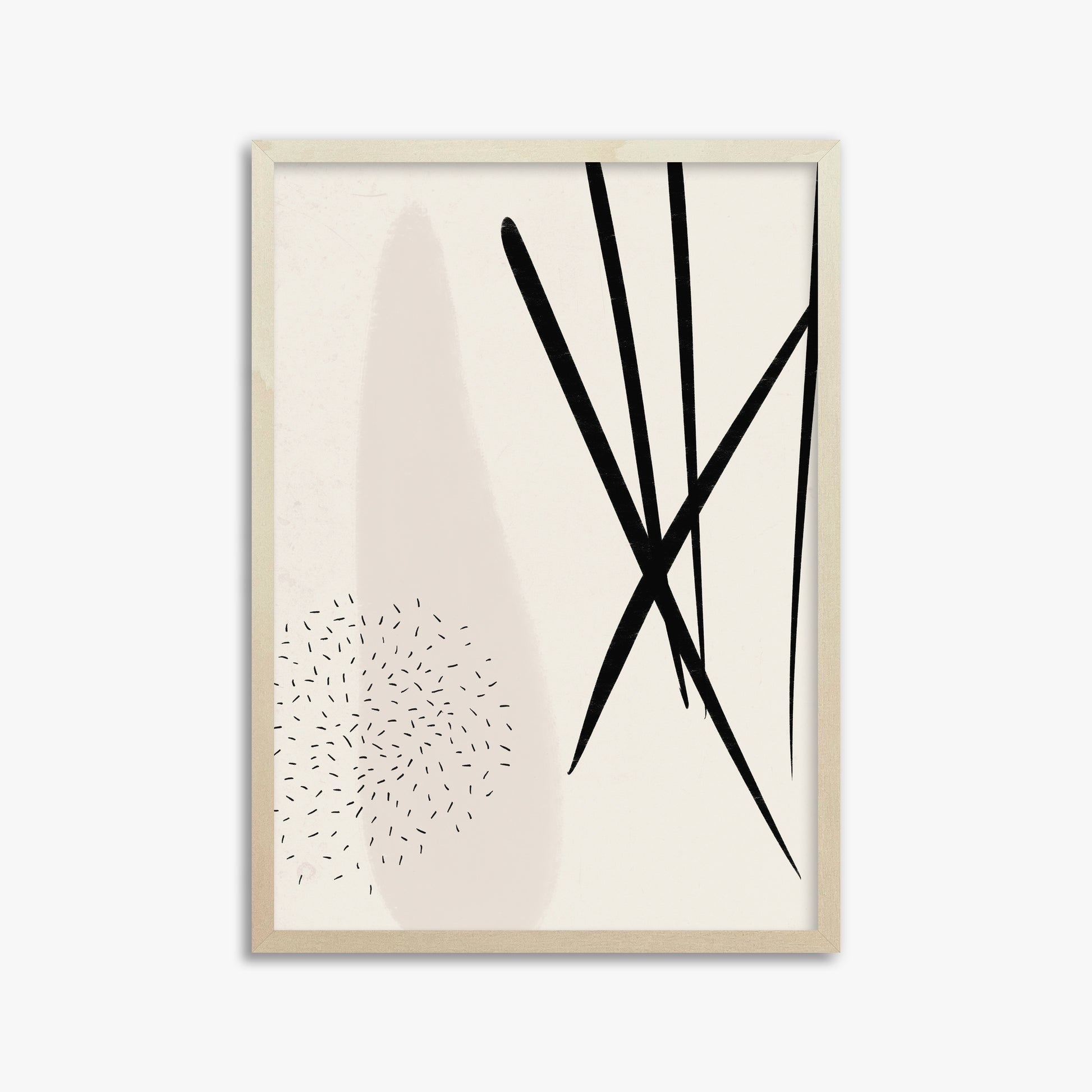 Zen Strokes Harmony, 50x70cm Framed Art Reproduction With Lime Wood Frame