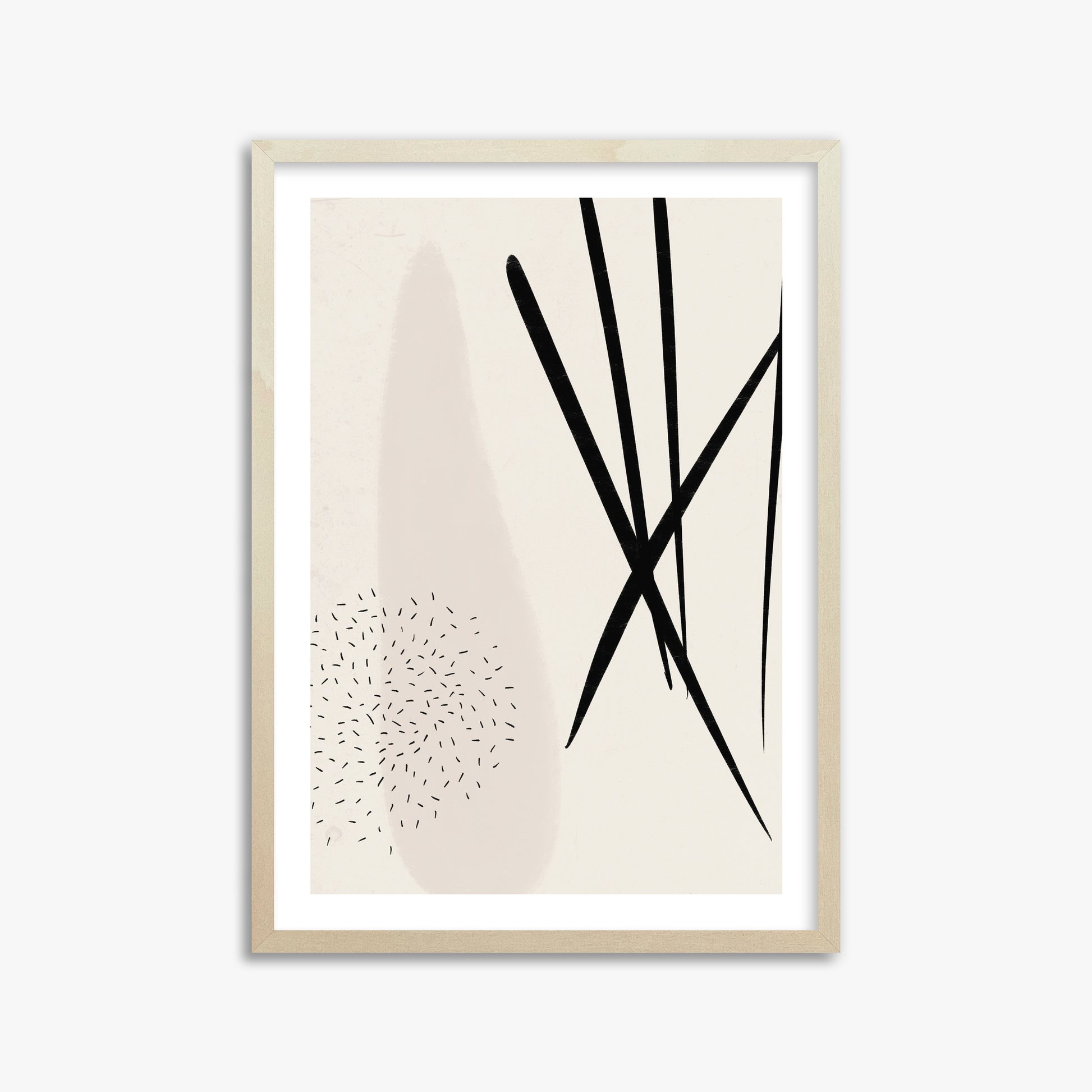 Zen Strokes Harmony, 50x70cm Framed Art Reproduction With Lime Wood Frame