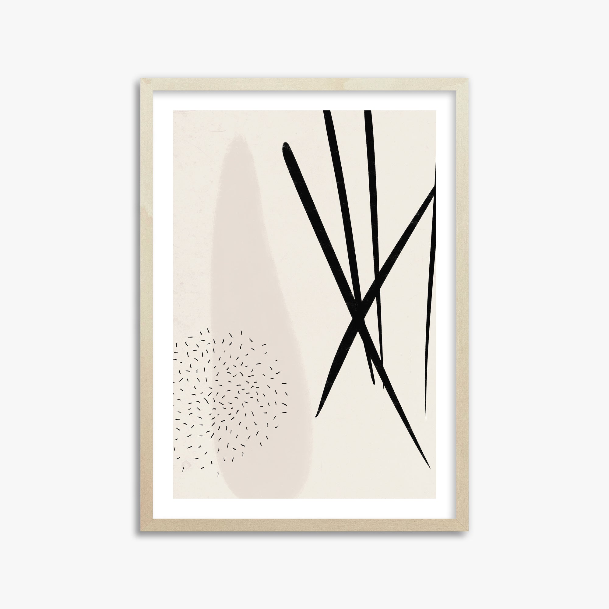 Zen Strokes Harmony, 50x70cm Framed Art Reproduction With Lime Wood Frame