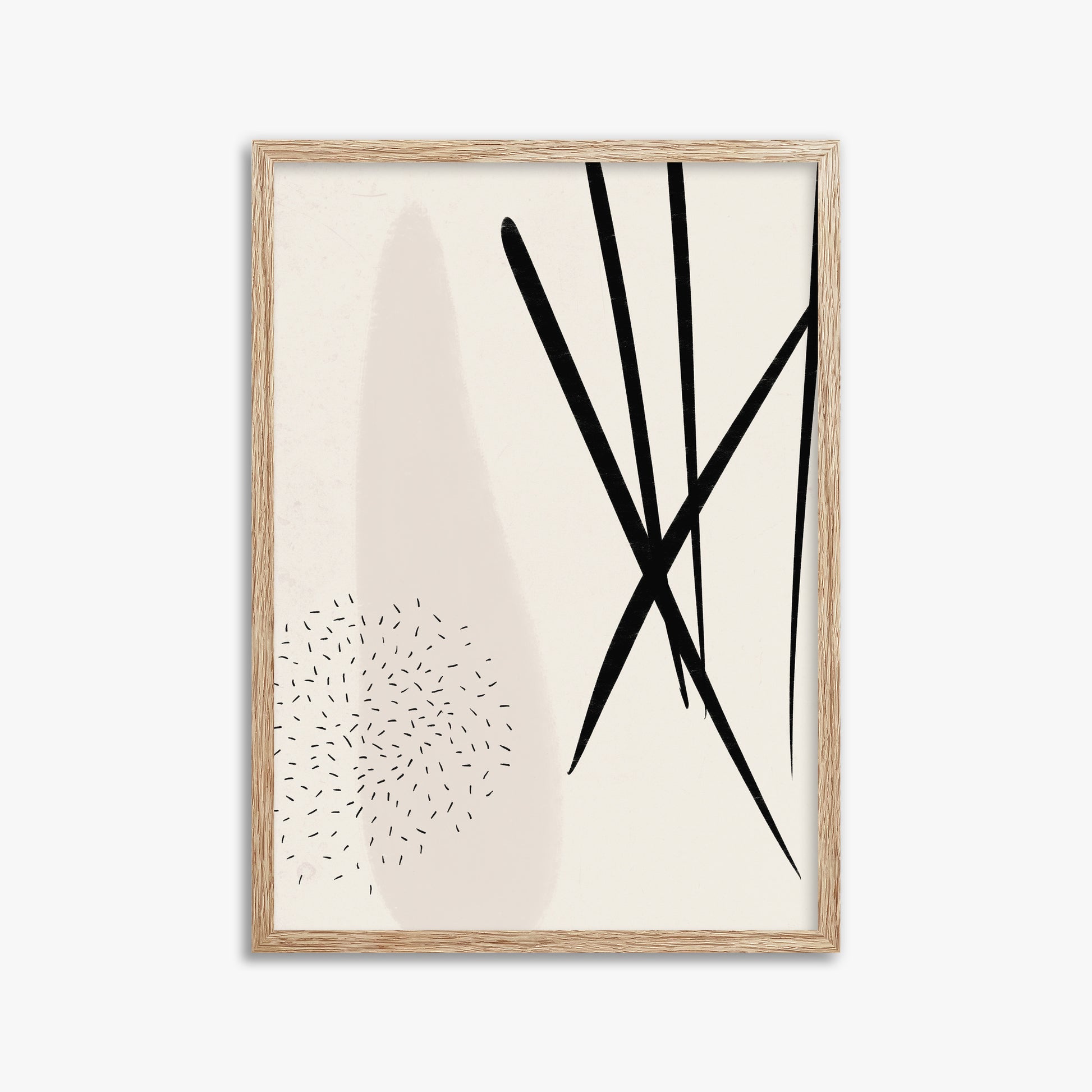 Zen Strokes Harmony, 50x70cm Framed Art Reproduction With Raw Oak Frame