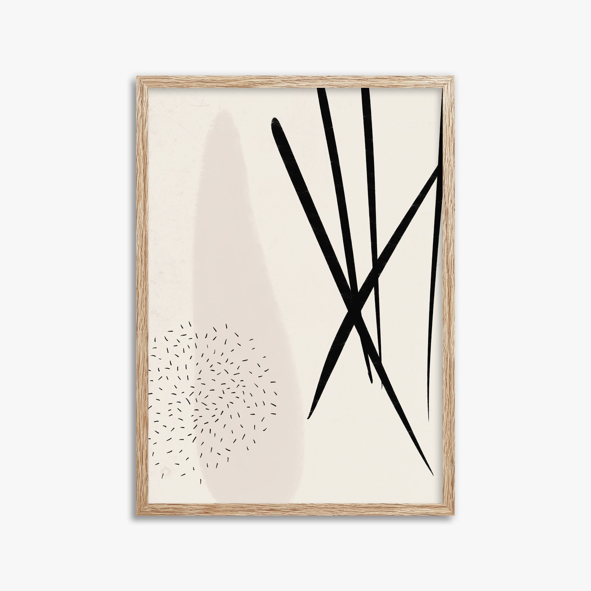 Zen Strokes Harmony, 50x70cm Framed Art Reproduction With Raw Oak Frame